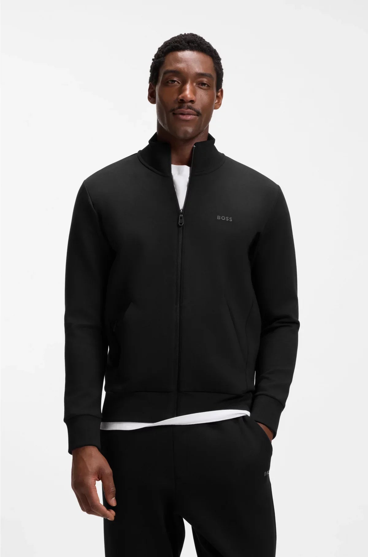 STRETCH-COTTON ZIP-UP SWEATSHIRT WITH LOGO PRINT