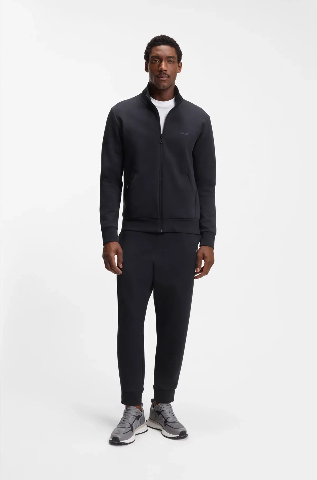 STRETCH-COTTON ZIP-UP SWEATSHIRT WITH LOGO PRINT