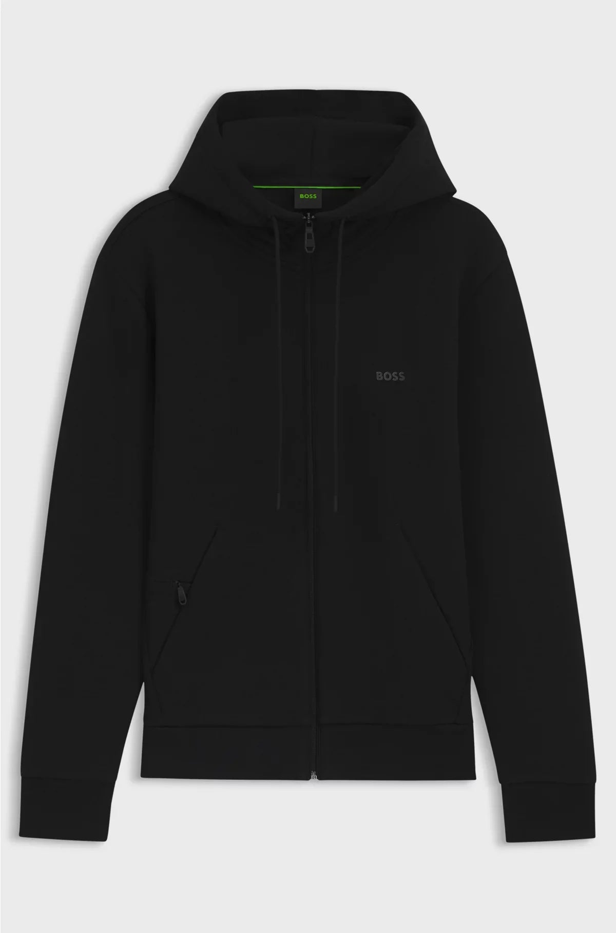 STRETCH-COTTON ZIP-UP HOODIE WITH LOGO PRINT
