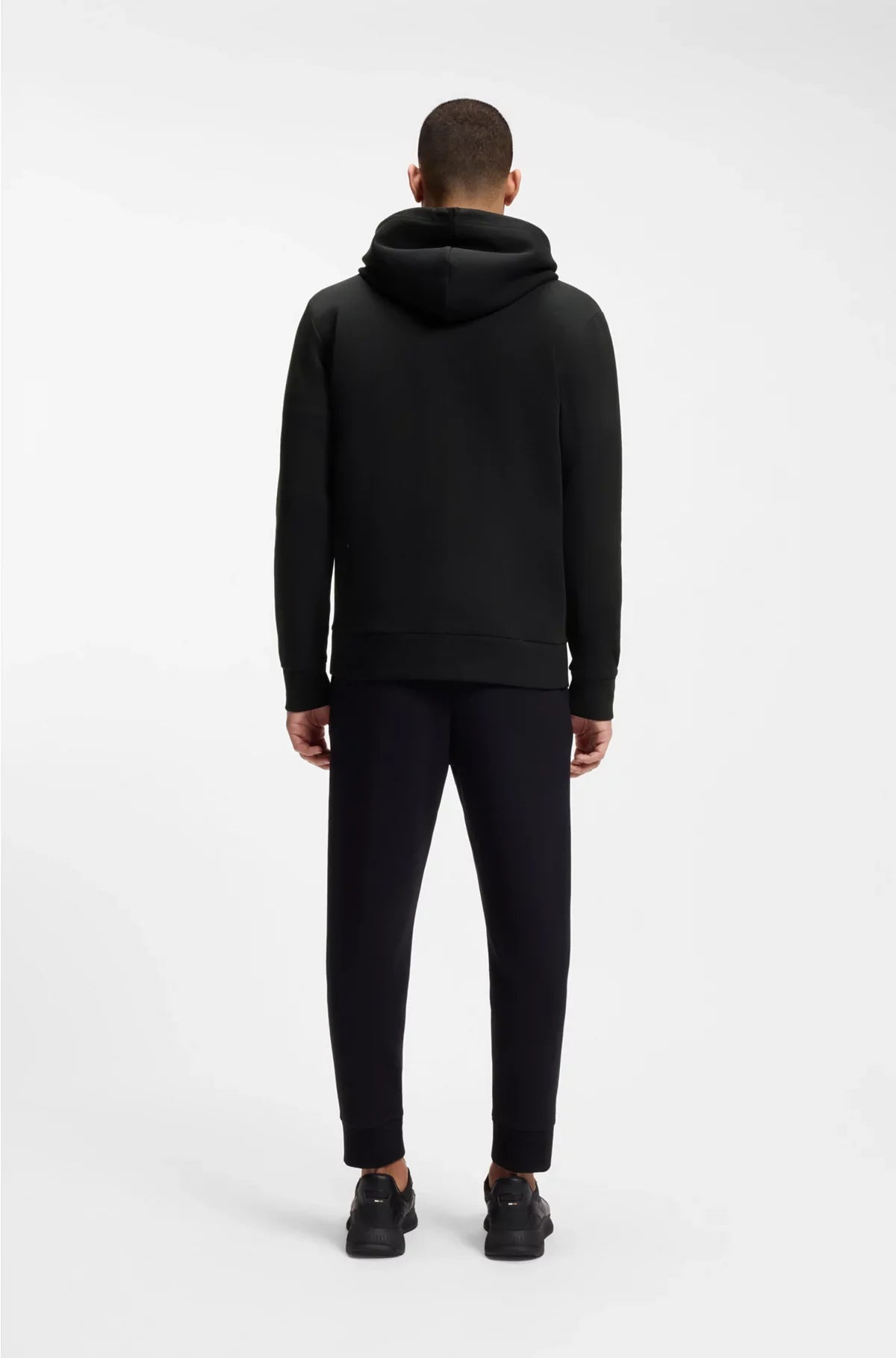 STRETCH-COTTON ZIP-UP HOODIE WITH LOGO PRINT