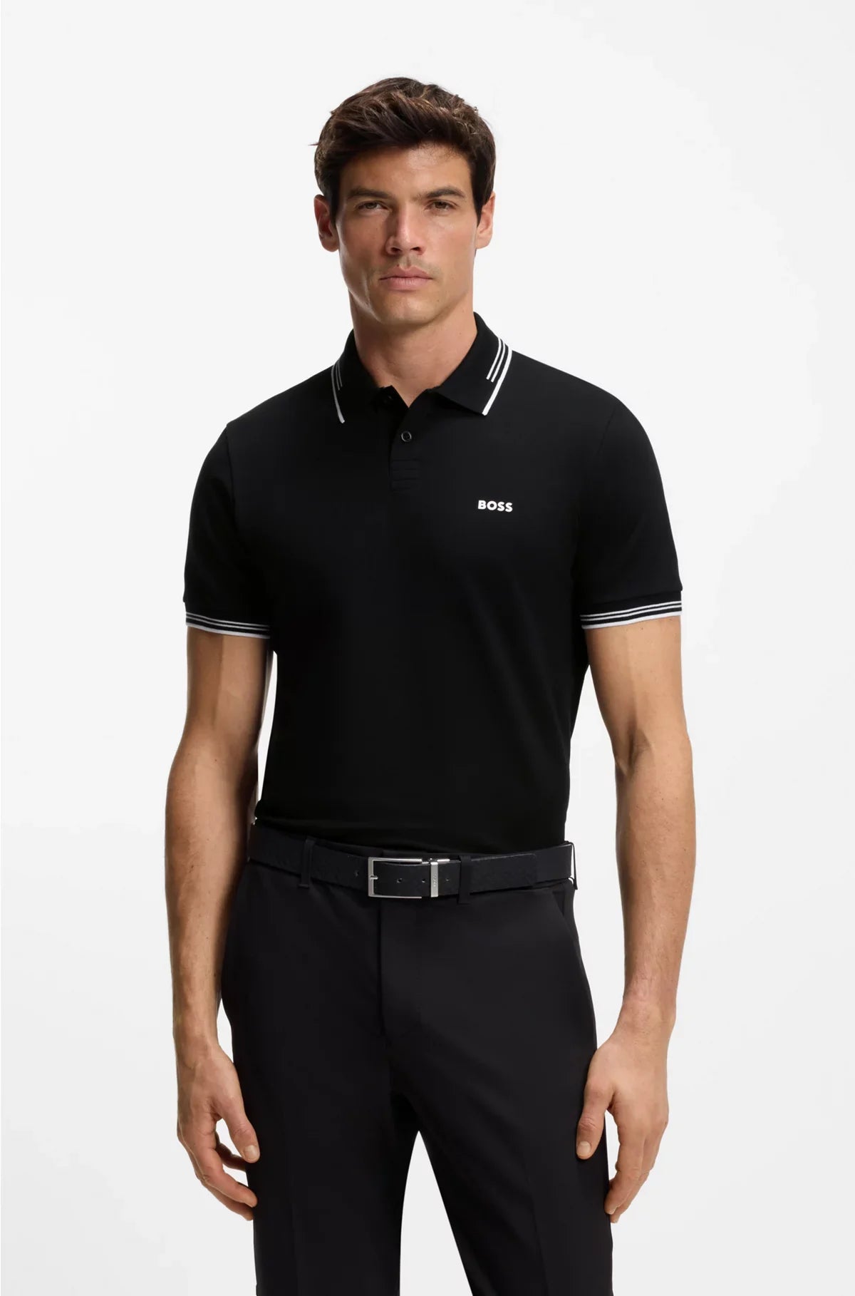 STRETCH-COTTON SLIM-FIT POLO SHIRT WITH BRANDING