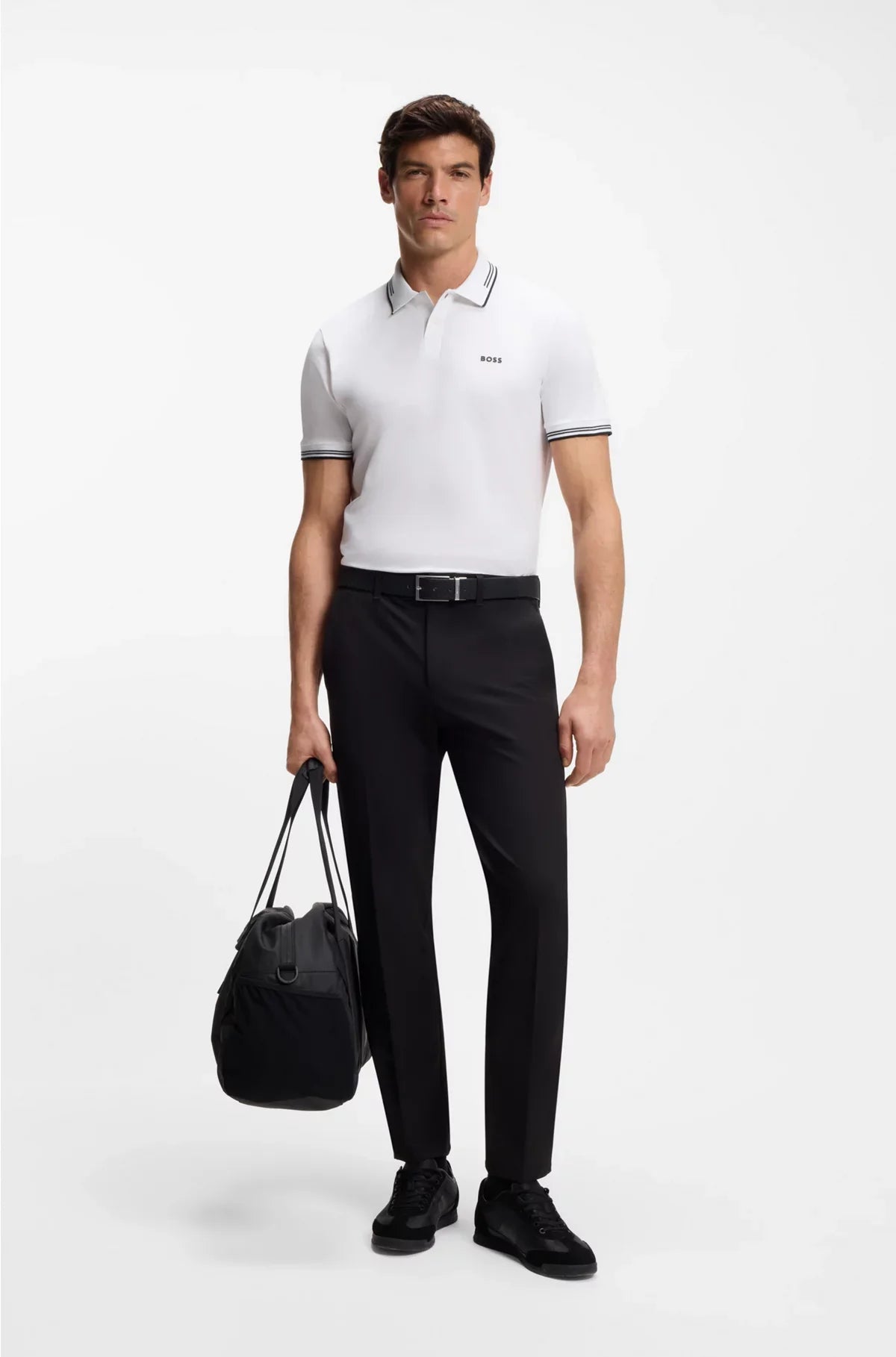STRETCH-COTTON SLIM-FIT POLO SHIRT WITH BRANDING