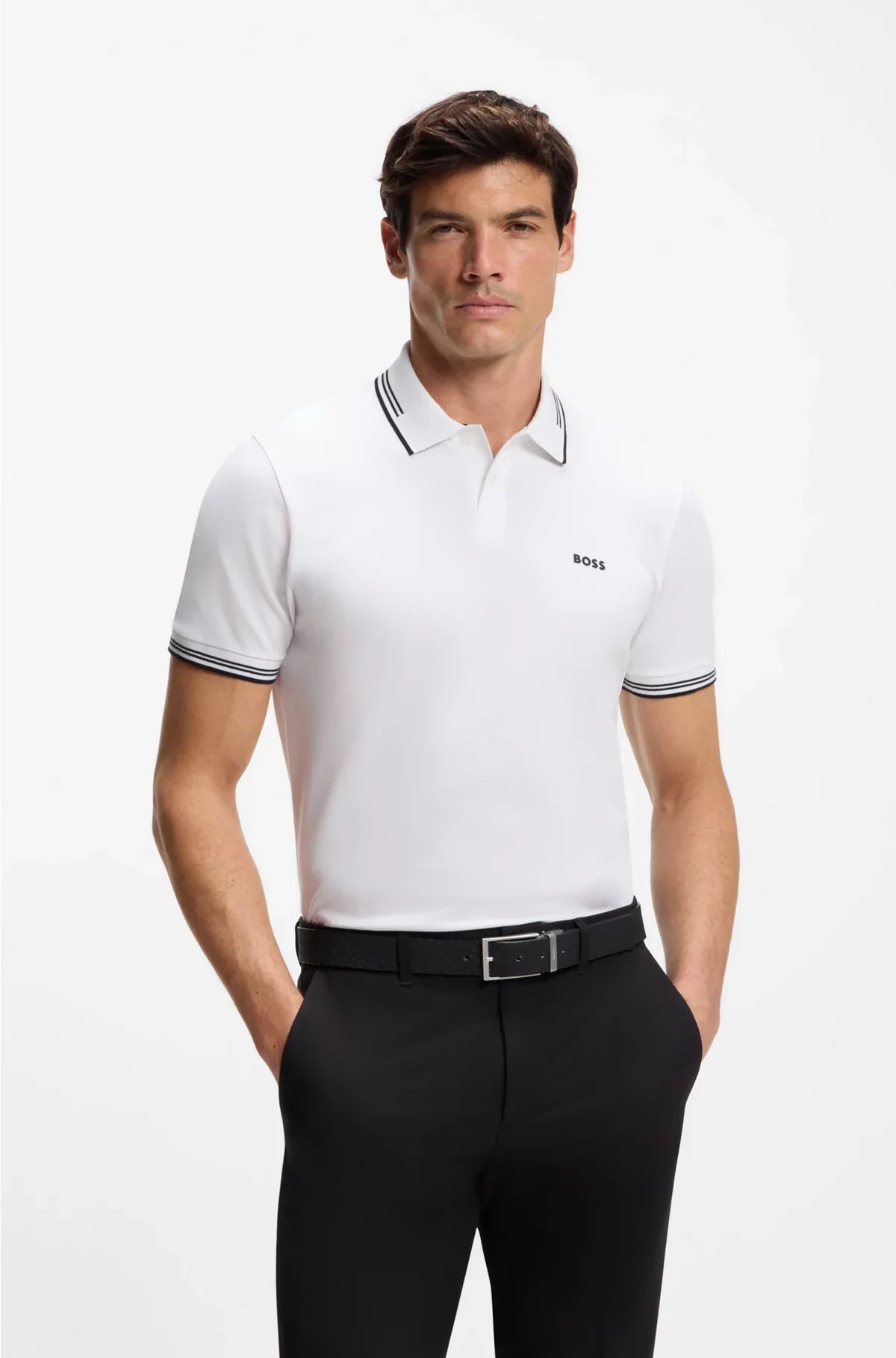 STRETCH-COTTON SLIM-FIT POLO SHIRT WITH BRANDING