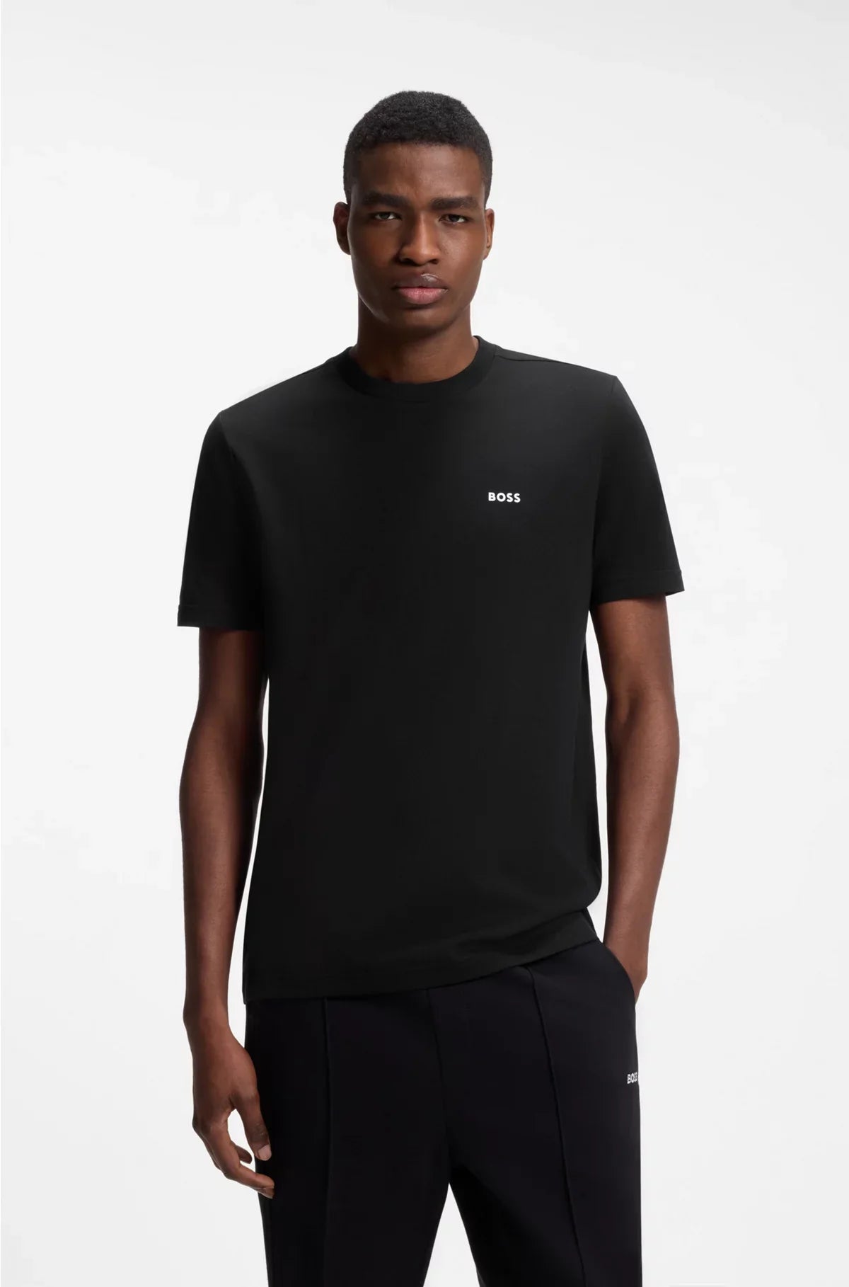 STRETCH-COTTON T-SHIRT WITH CONTRAST LOGO