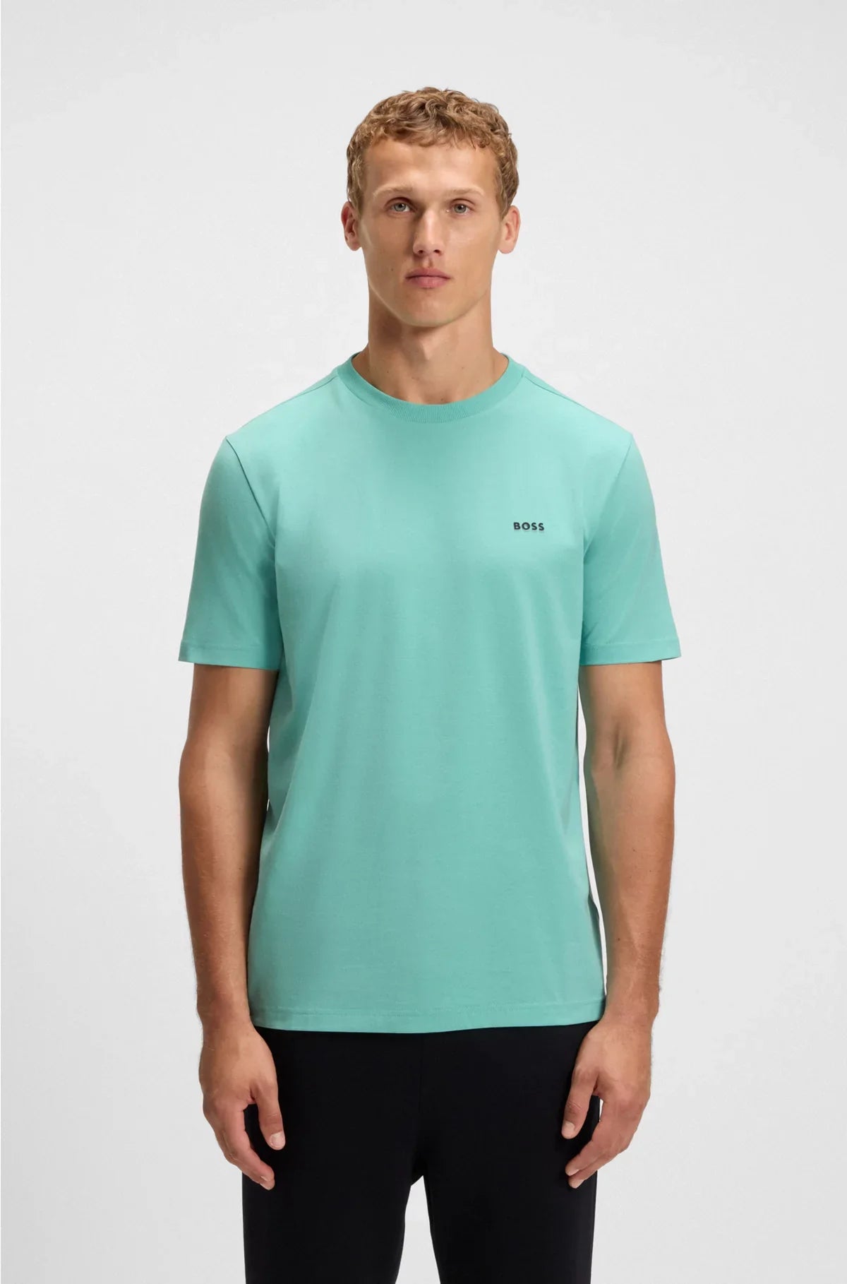 STRETCH-COTTON T-SHIRT WITH CONTRAST LOGO