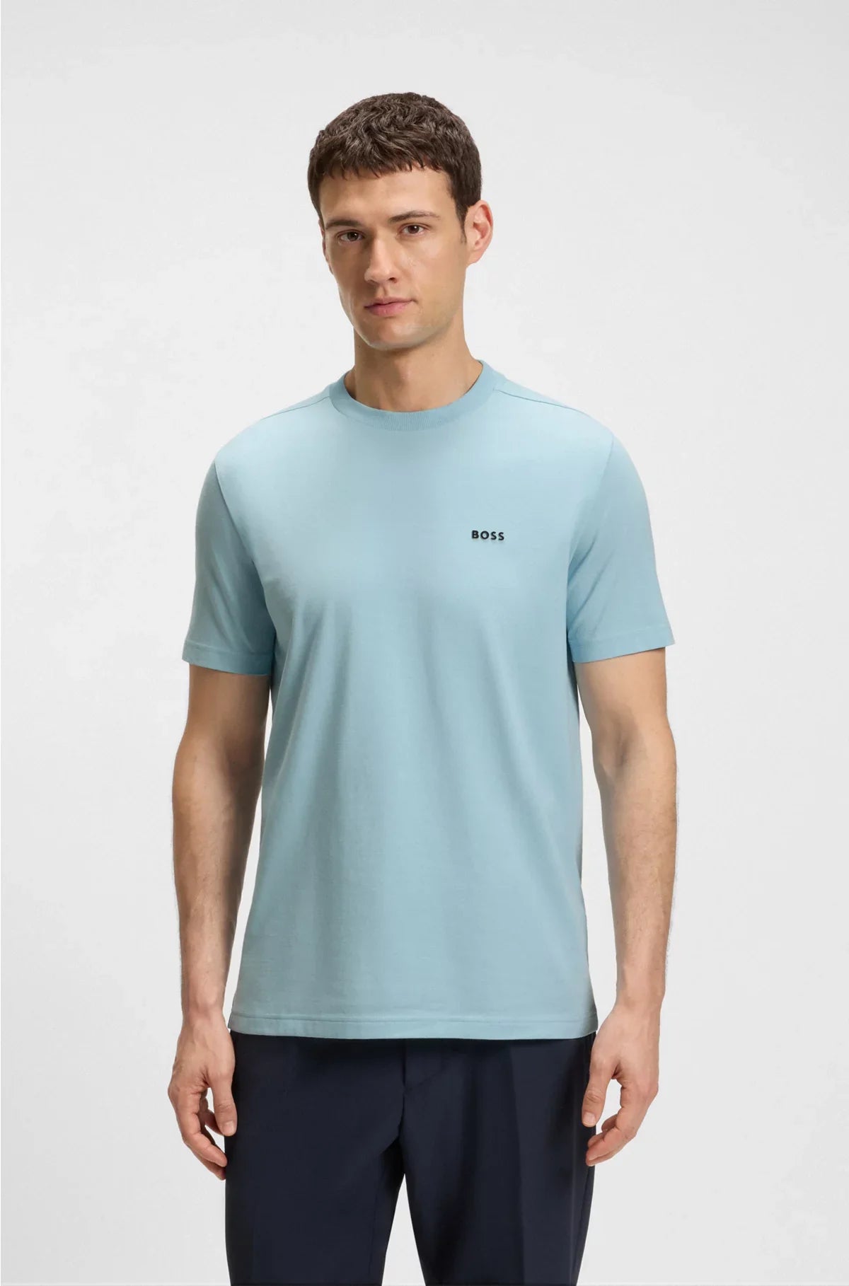 STRETCH-COTTON T-SHIRT WITH CONTRAST LOGO