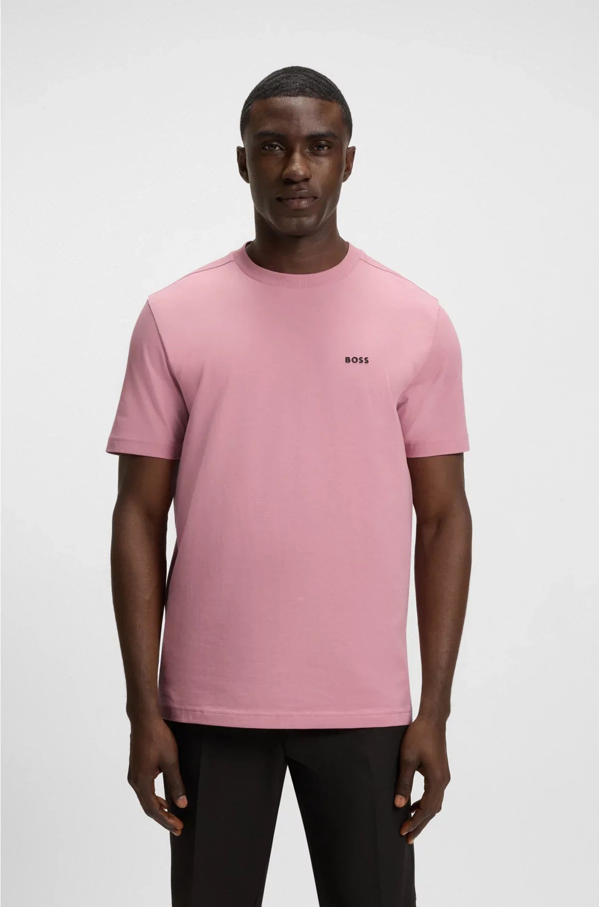 STRETCH-COTTON T-SHIRT WITH CONTRAST LOGO