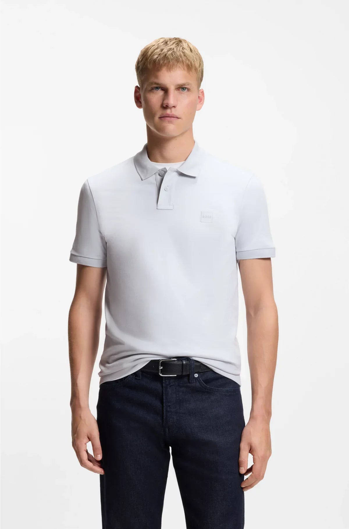 STRETCH-COTTON SLIM-FIT POLO SHIRT WITH LOGO PATCH