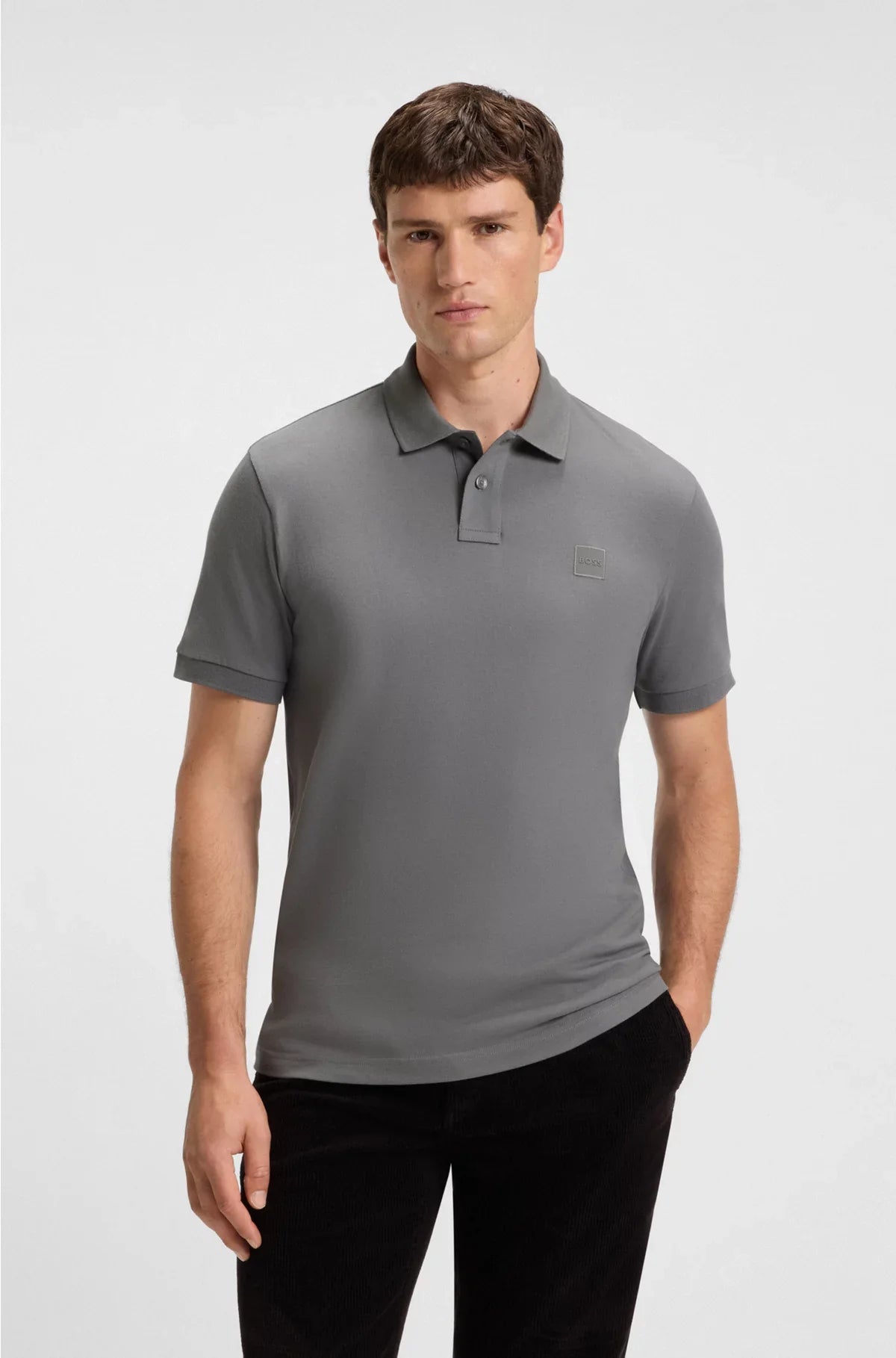STRETCH-COTTON SLIM-FIT POLO SHIRT WITH LOGO PATCH