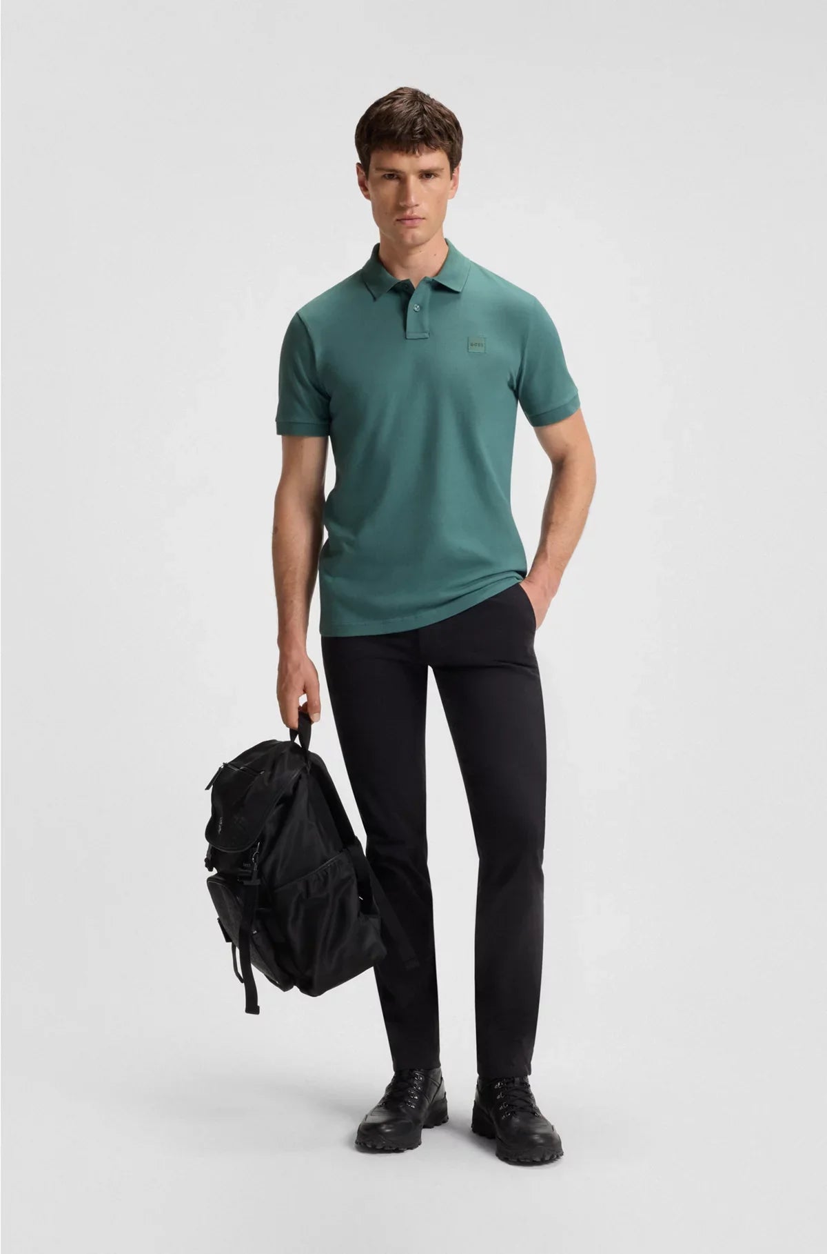 STRETCH-COTTON SLIM-FIT POLO SHIRT WITH LOGO PATCH