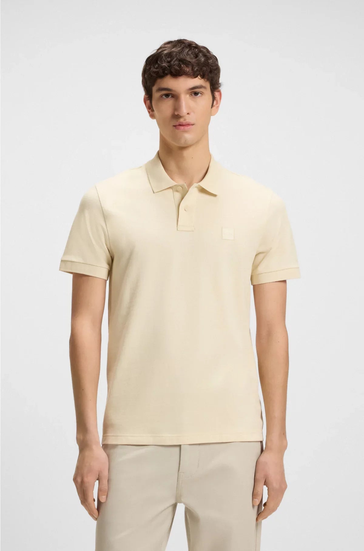 STRETCH-COTTON SLIM-FIT POLO SHIRT WITH LOGO PATCH
