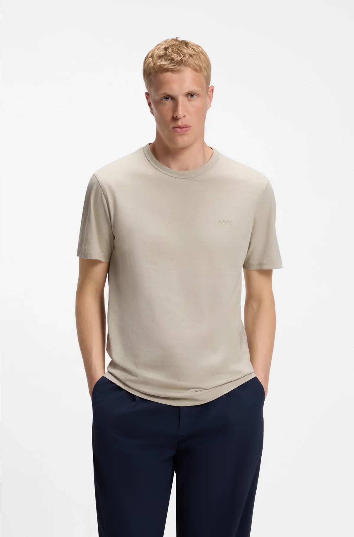 COTTON SLUB T-SHIRT WITH LOGO DETAIL