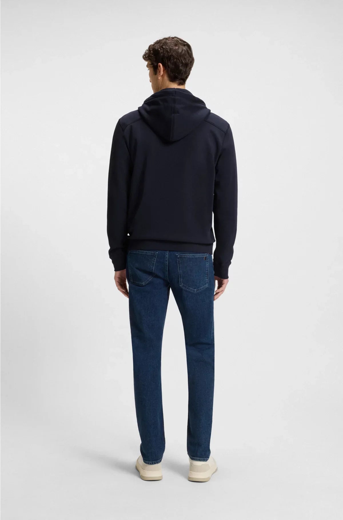 COTTON-TERRY ZIP-UP HOODIE WITH TONAL LOGO PATCH