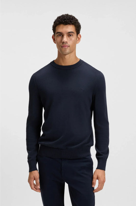 KNITTED-COTTON SWEATER WITH EMBROIDERED LOGO