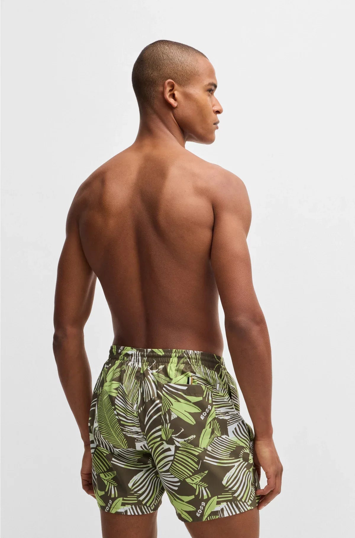 LOGO-BADGE SWIM SHORTS WITH ALL-OVER PRINT