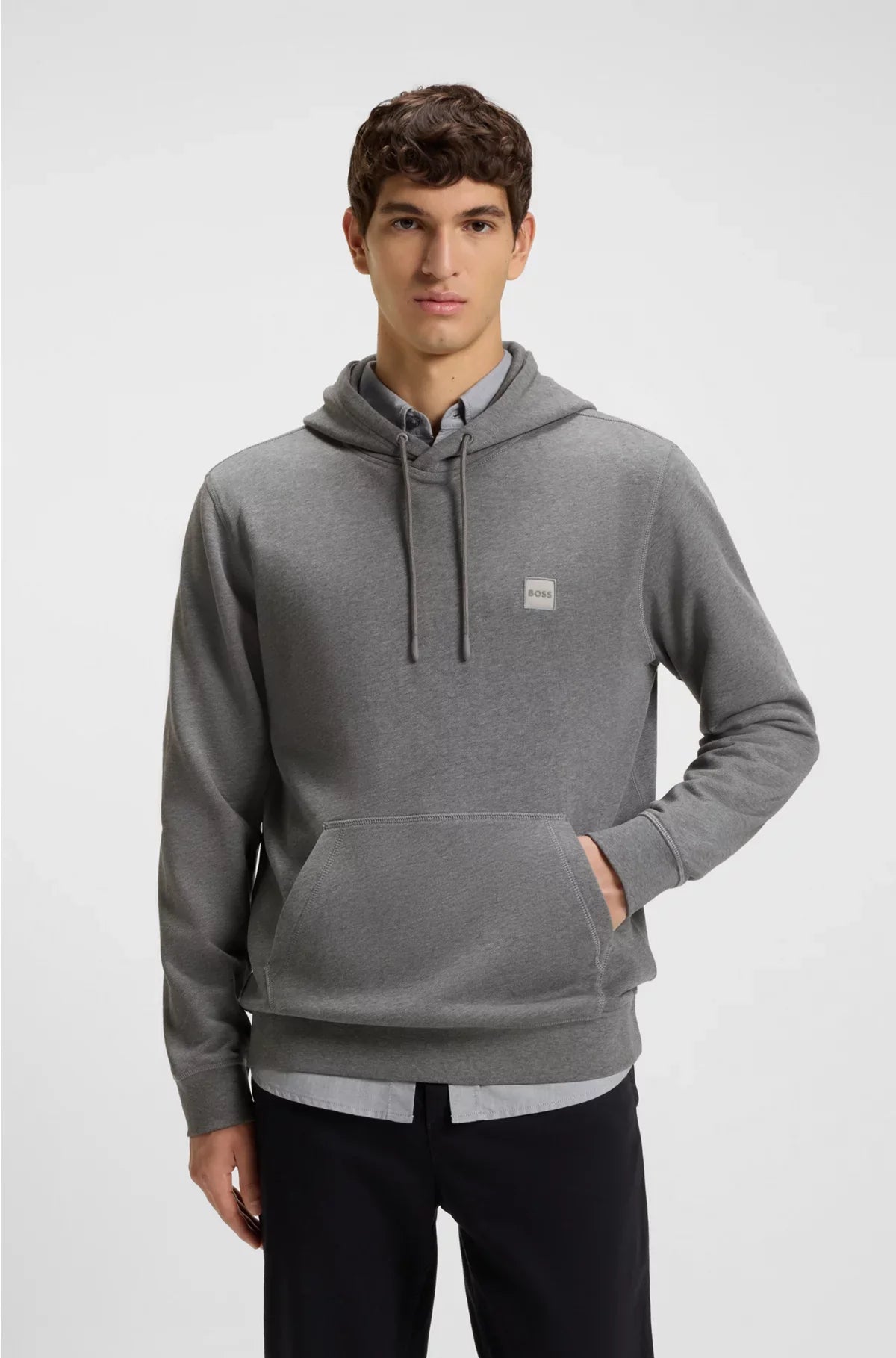 COTTON-TERRY HOODIE WITH LOGO PATCH