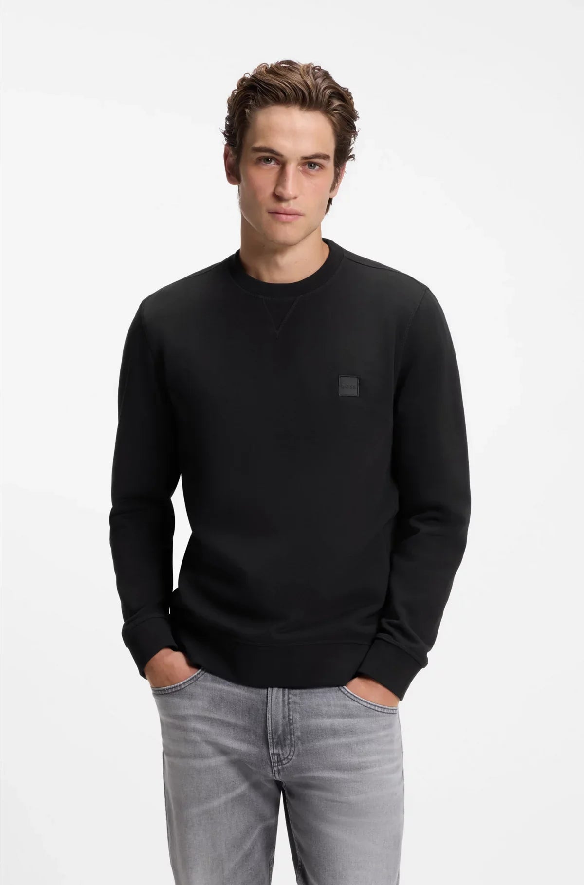 COTTON-TERRY SWEATSHIRT WITH LOGO PATCH