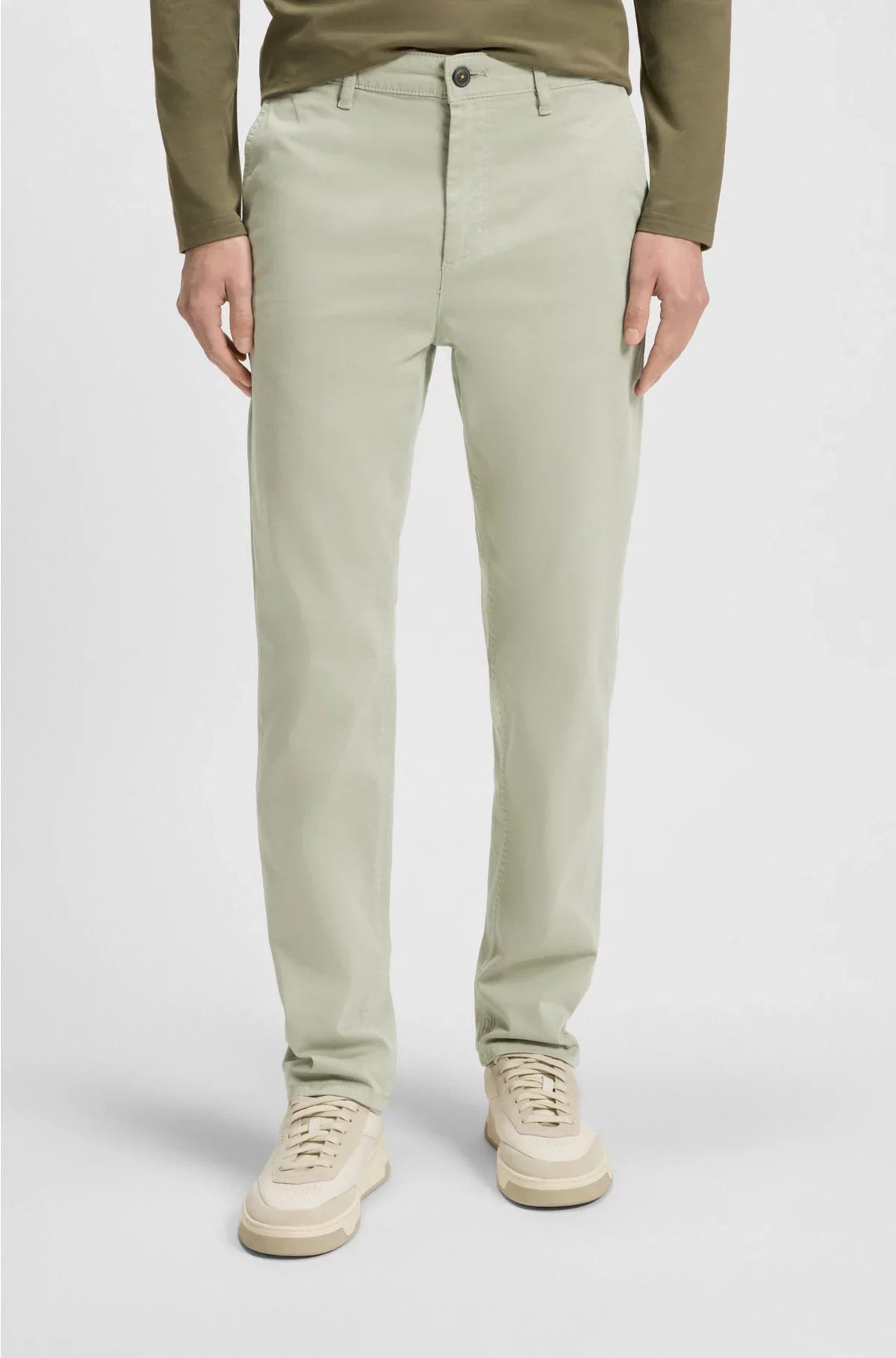 TAPERED-FIT CHINOS IN STRETCH-COTTON SATIN