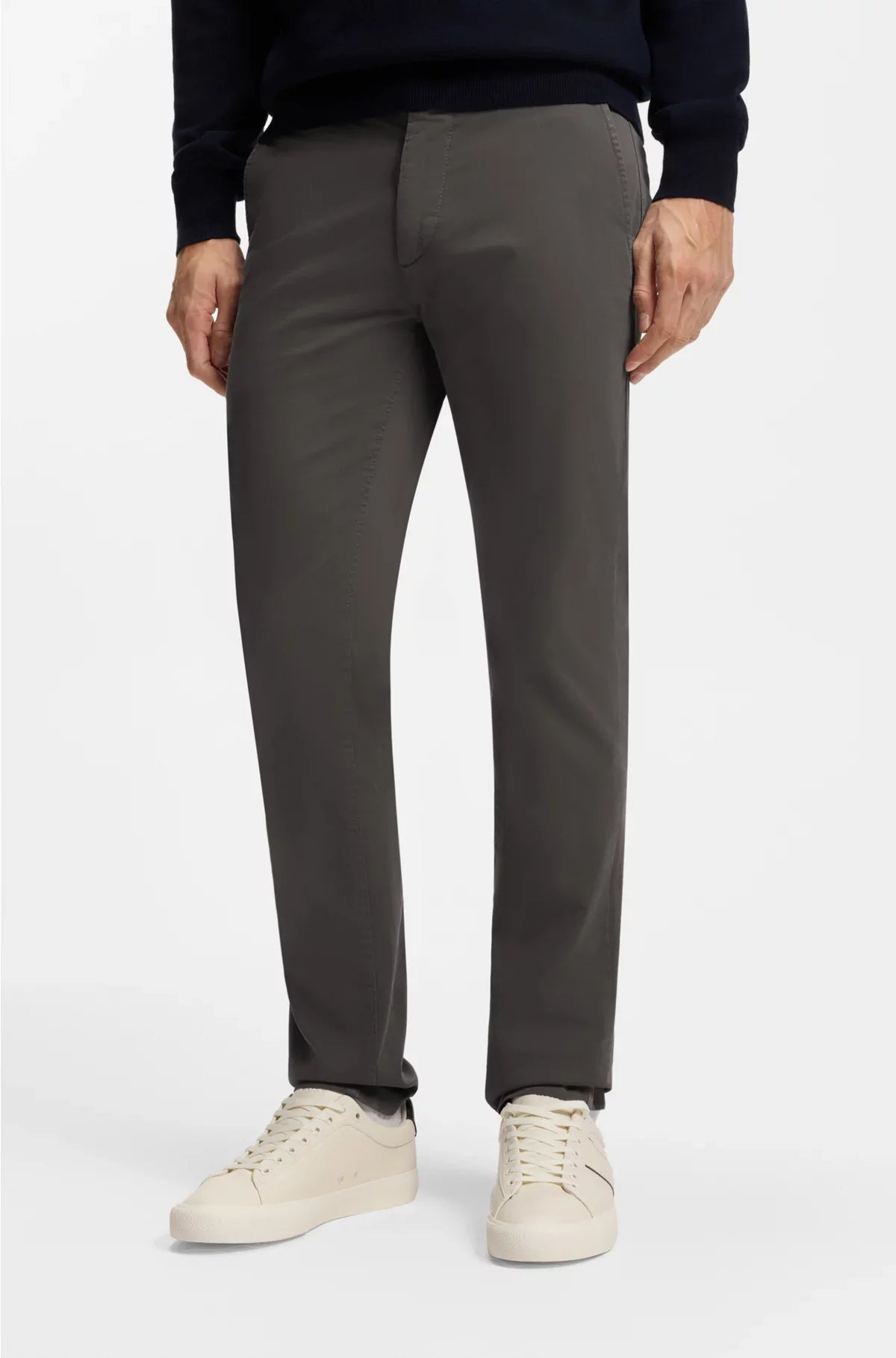 SLIM-FIT TROUSERS IN STRETCH-COTTON SATIN