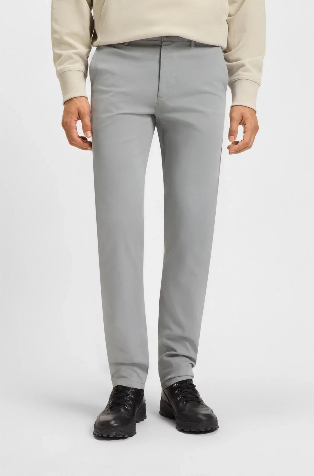 SLIM-FIT TROUSERS IN STRETCH-COTTON SATIN