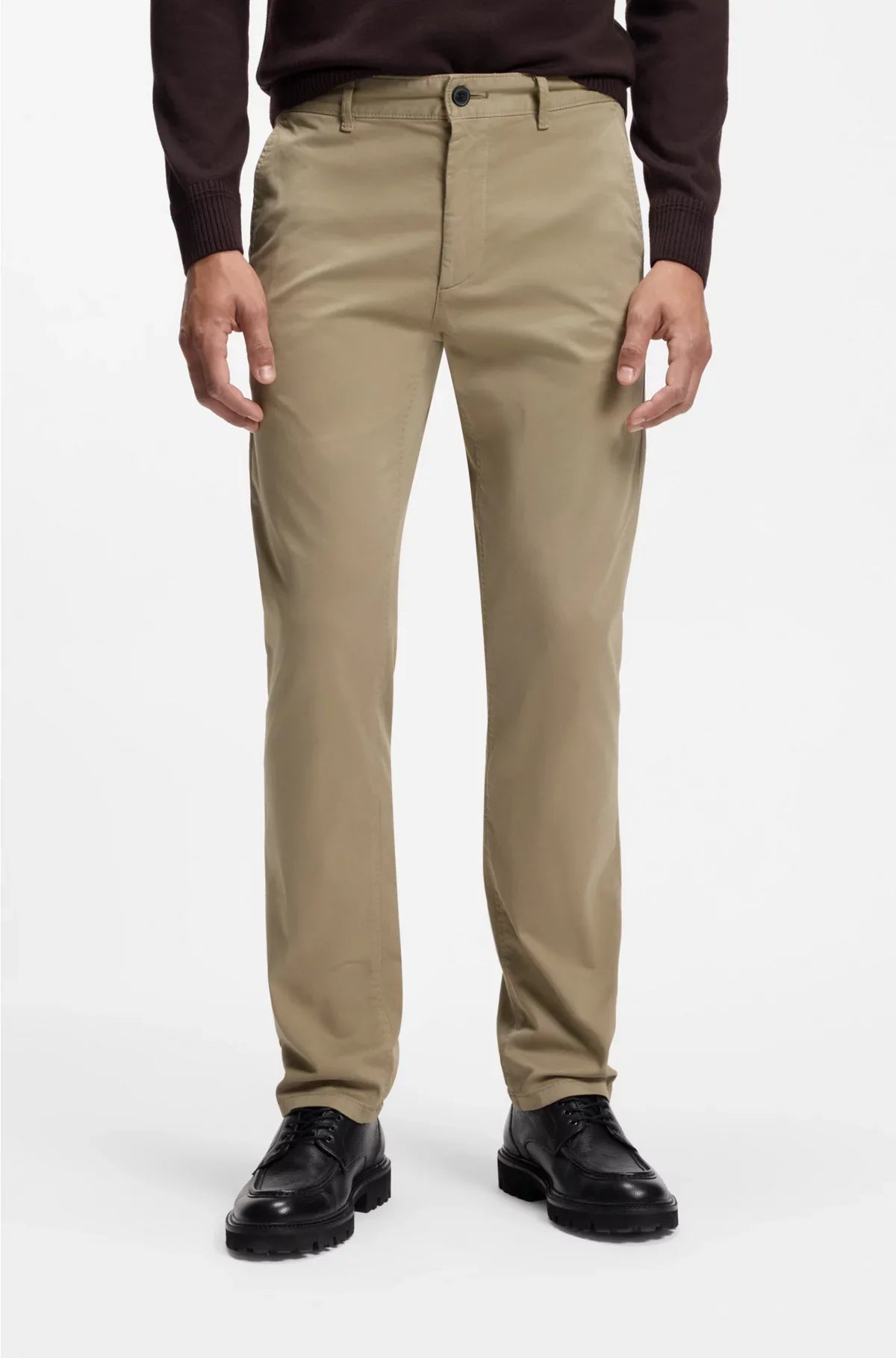 SLIM-FIT TROUSERS IN STRETCH-COTTON SATIN