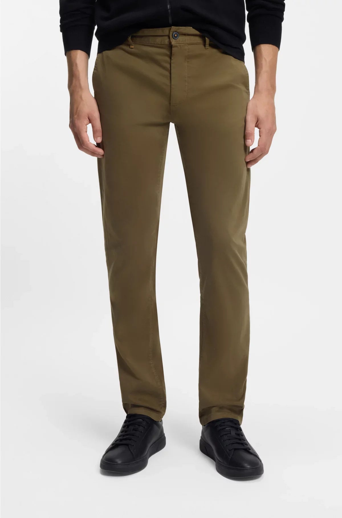 SLIM-FIT TROUSERS IN STRETCH-COTTON SATIN