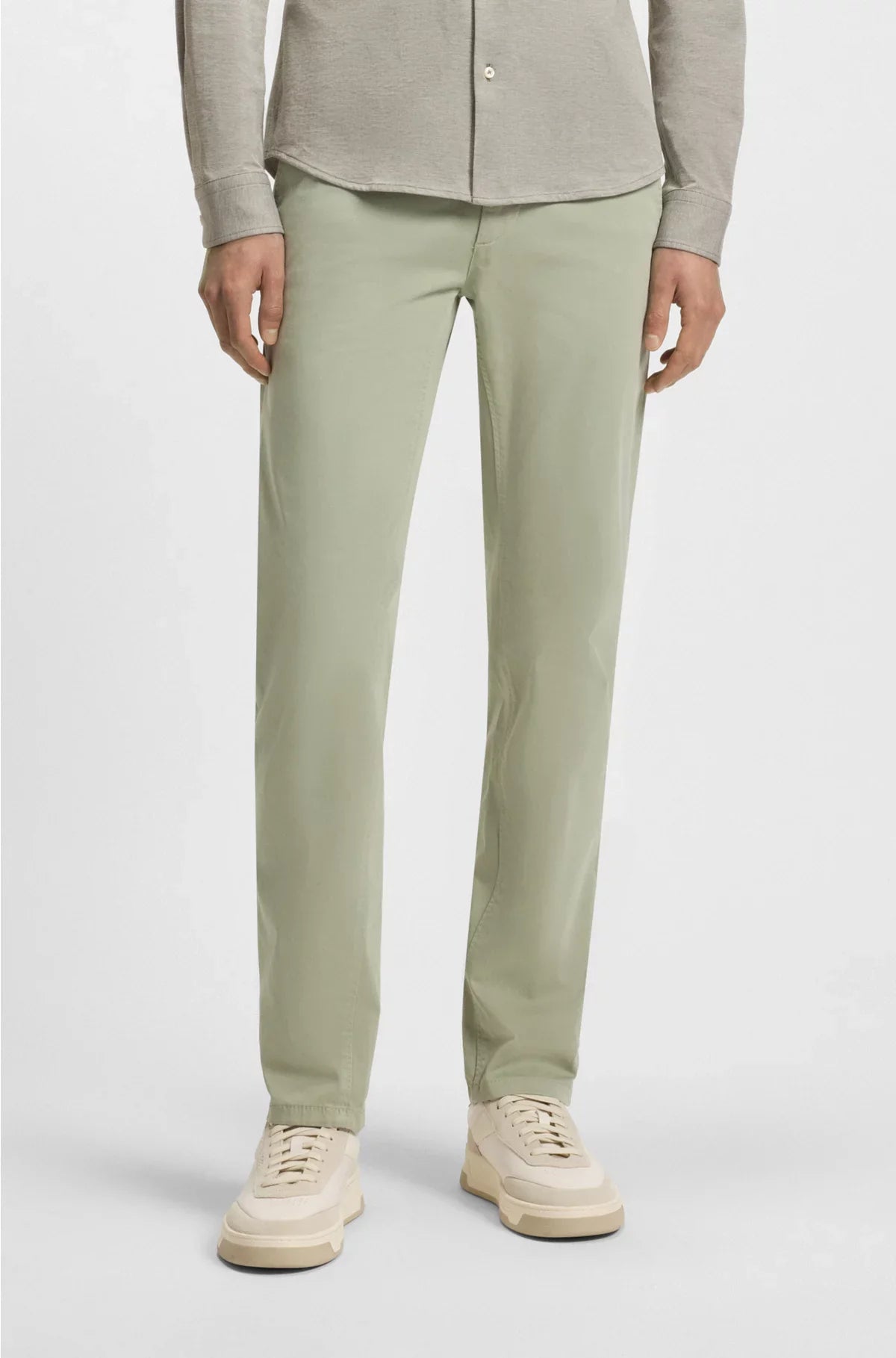 SLIM-FIT TROUSERS IN STRETCH-COTTON SATIN