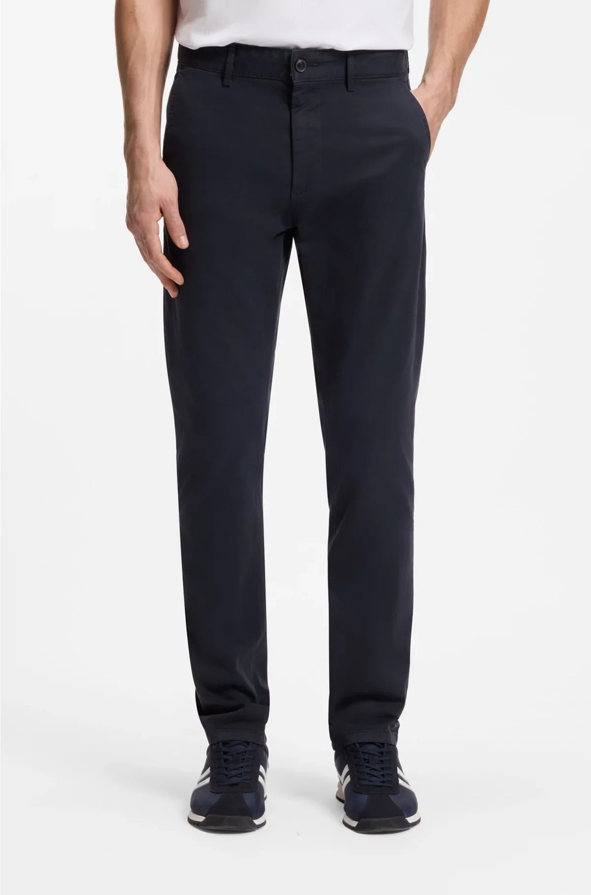 SLIM-FIT TROUSERS IN STRETCH-COTTON SATIN