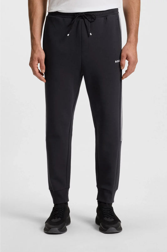 STRETCH-COTTON TRACKSUIT BOTTOMS WITH STRIPE INSERT