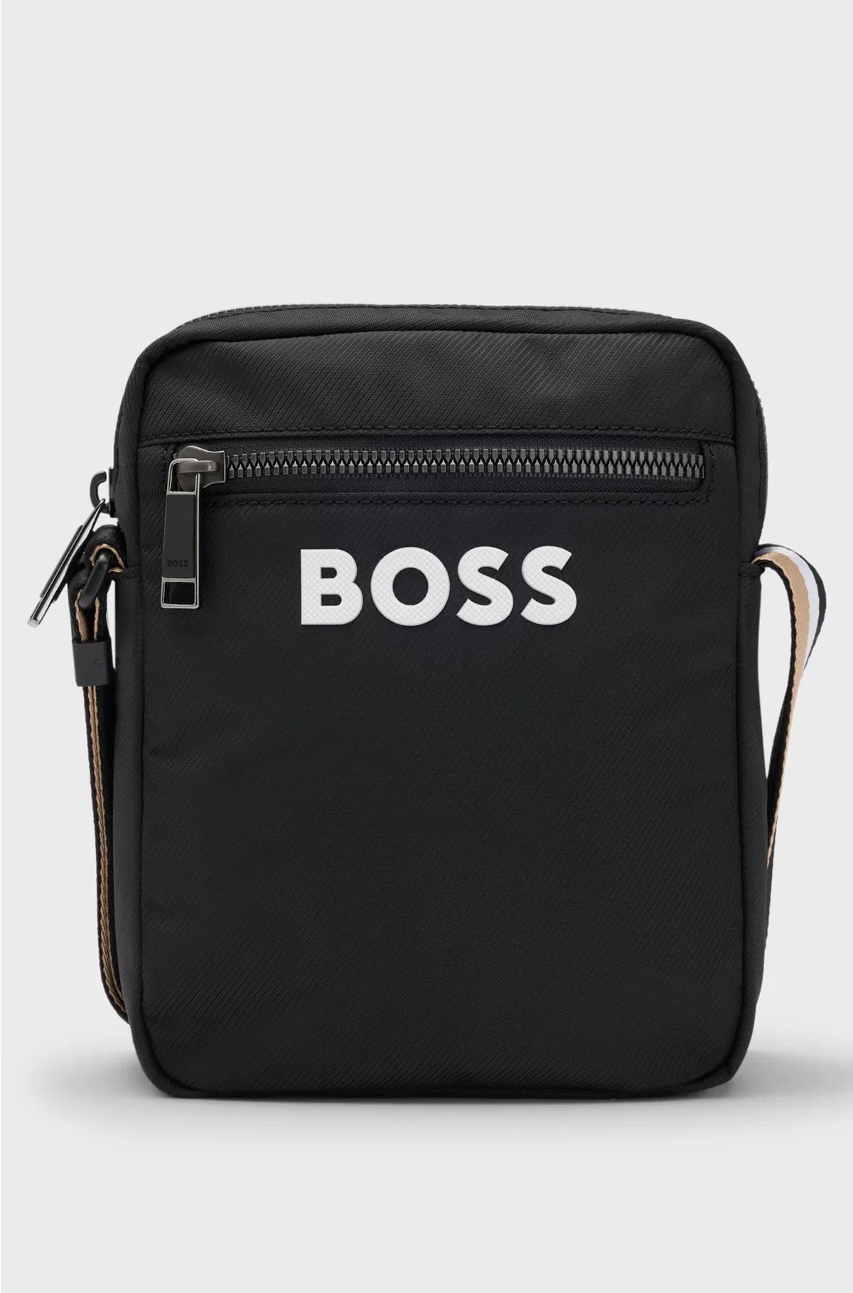 CROSSBODY BAG WITH CONTRAST LOGO AND SIGNATURE-STRIPE STRAP