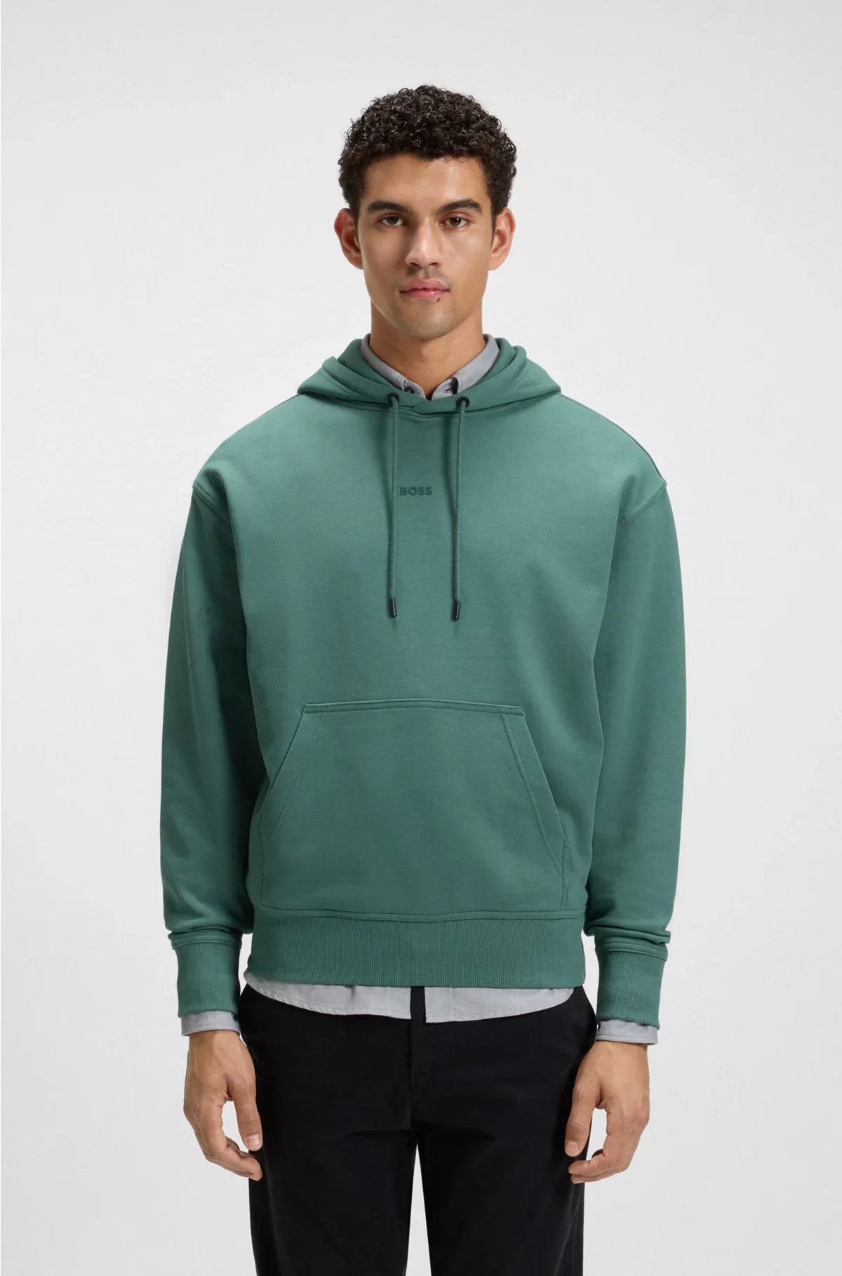 FLEECE HOODIE IN COTTON TERRY WITH CONTRAST LOGO