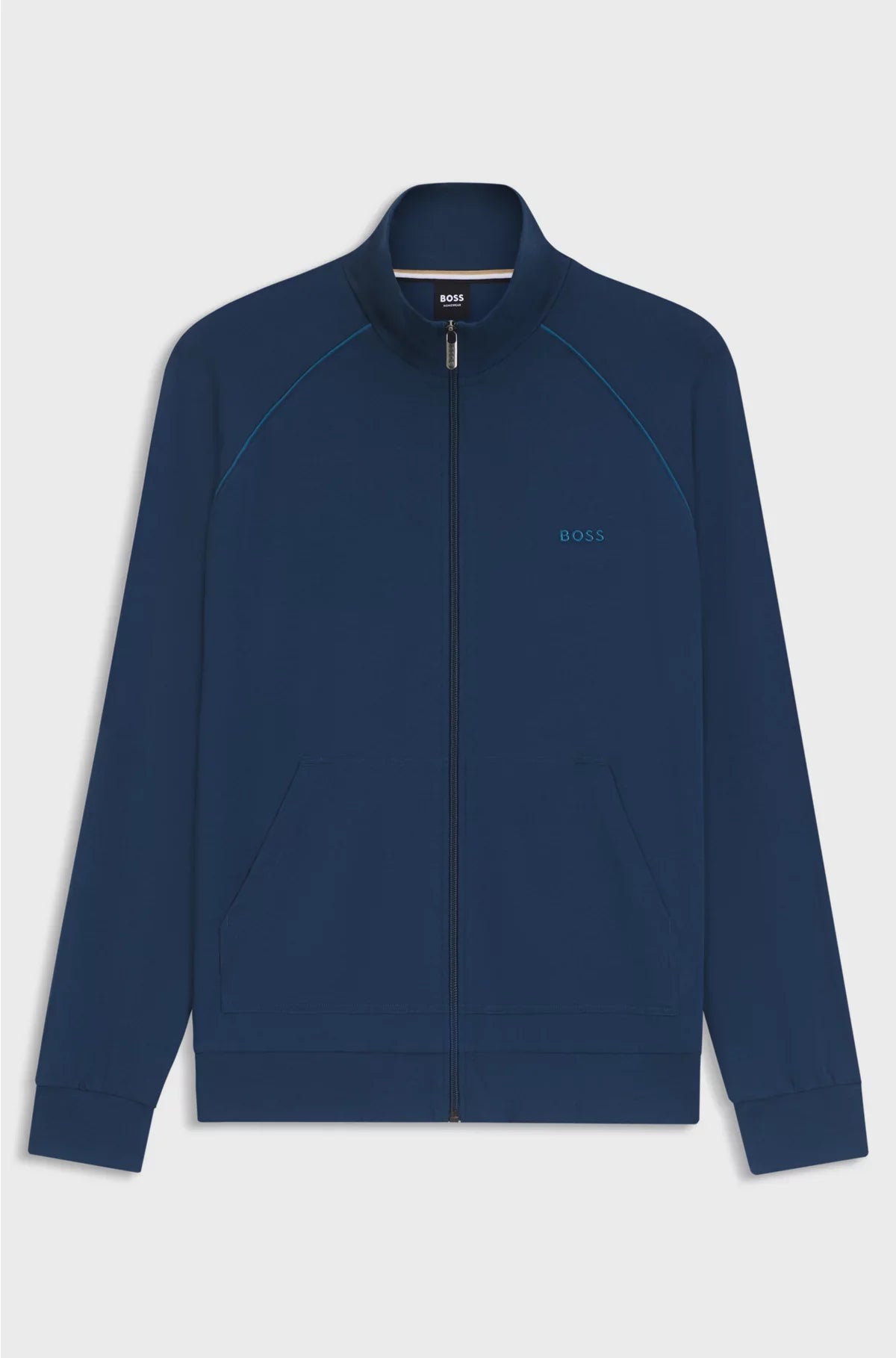 STRETCH-COTTON JACKET WITH PIPING AND LOGO
