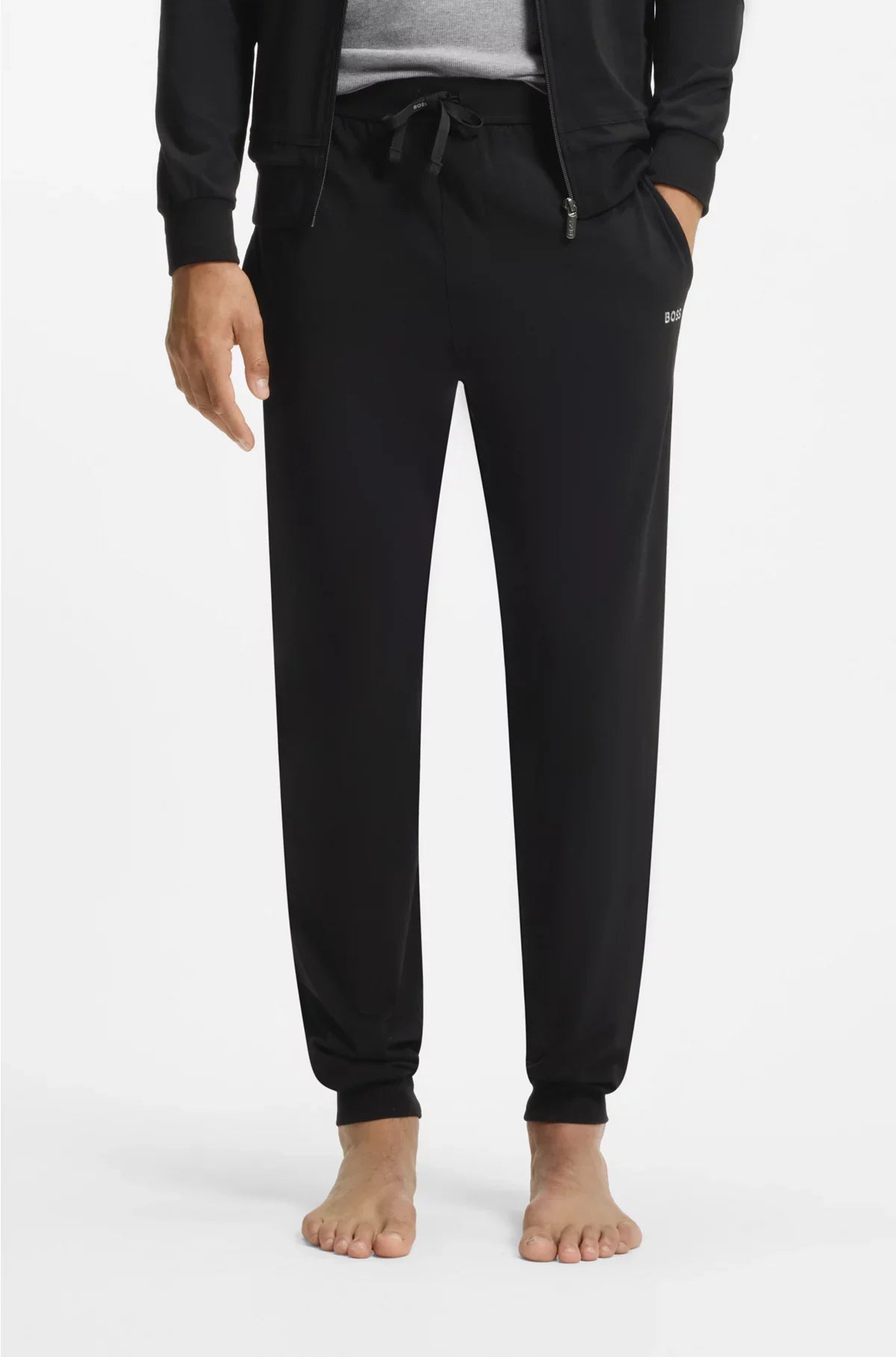 STRETCH-COTTON TRACKSUIT BOTTOMS WITH EMBROIDERED LOGO