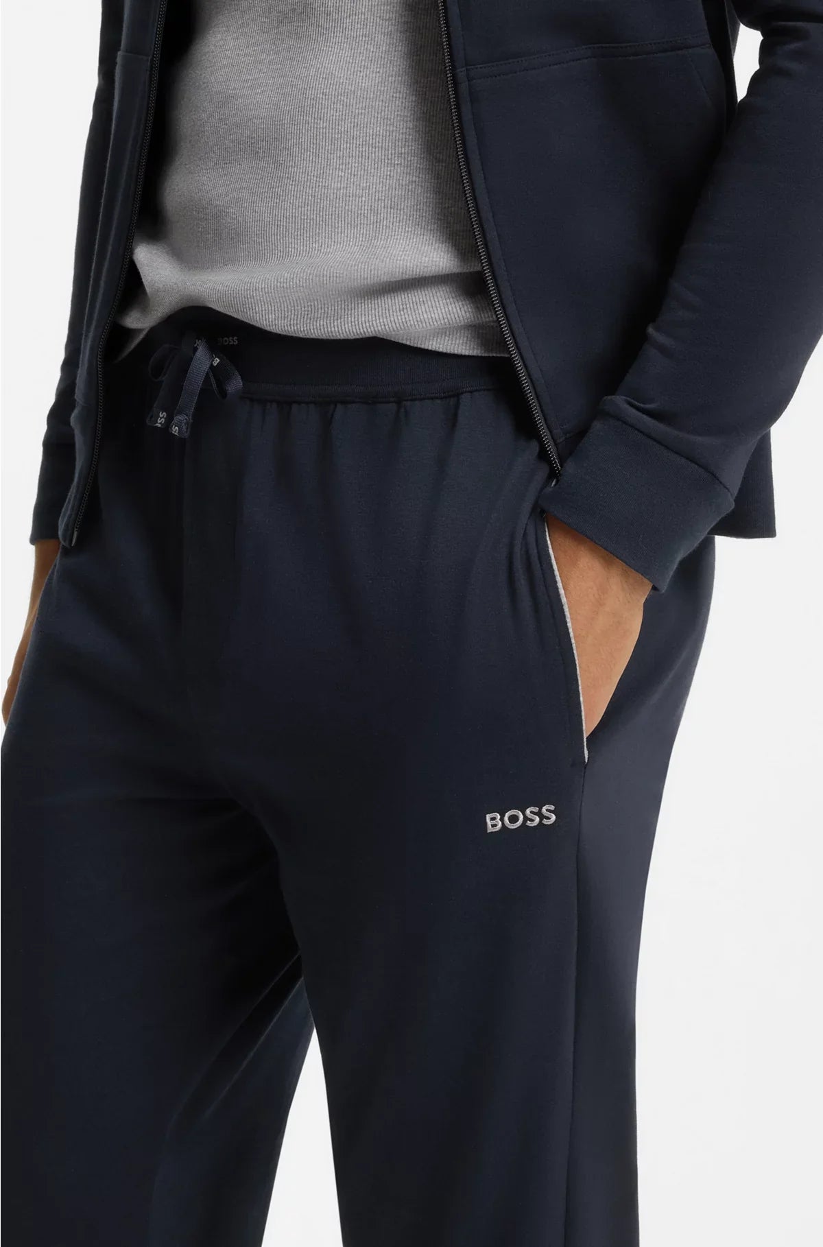 STRETCH-COTTON TRACKSUIT BOTTOMS WITH EMBROIDERED LOGO