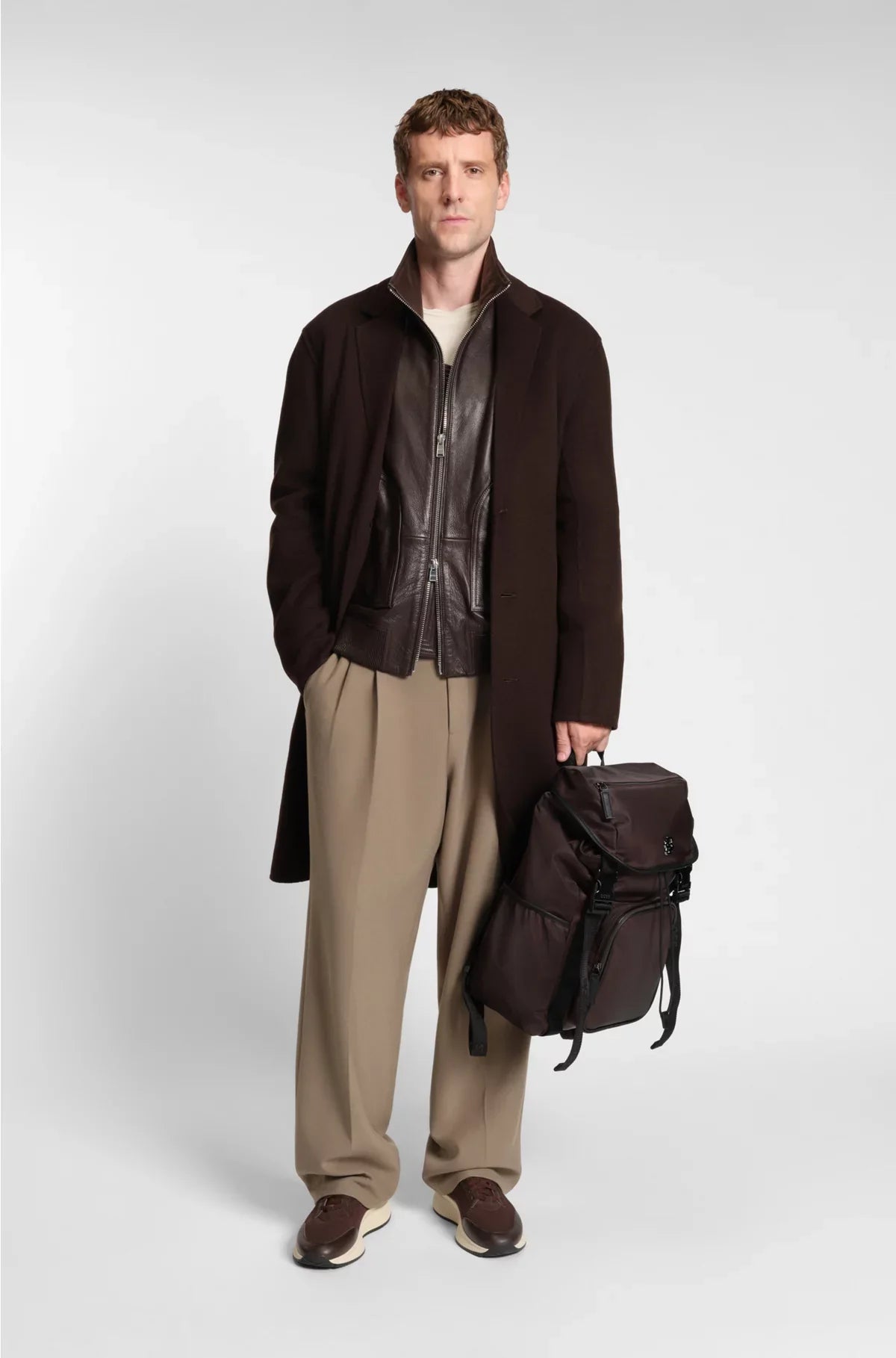 TWILL BACKPACK WITH DOUBLE B MONOGRAM