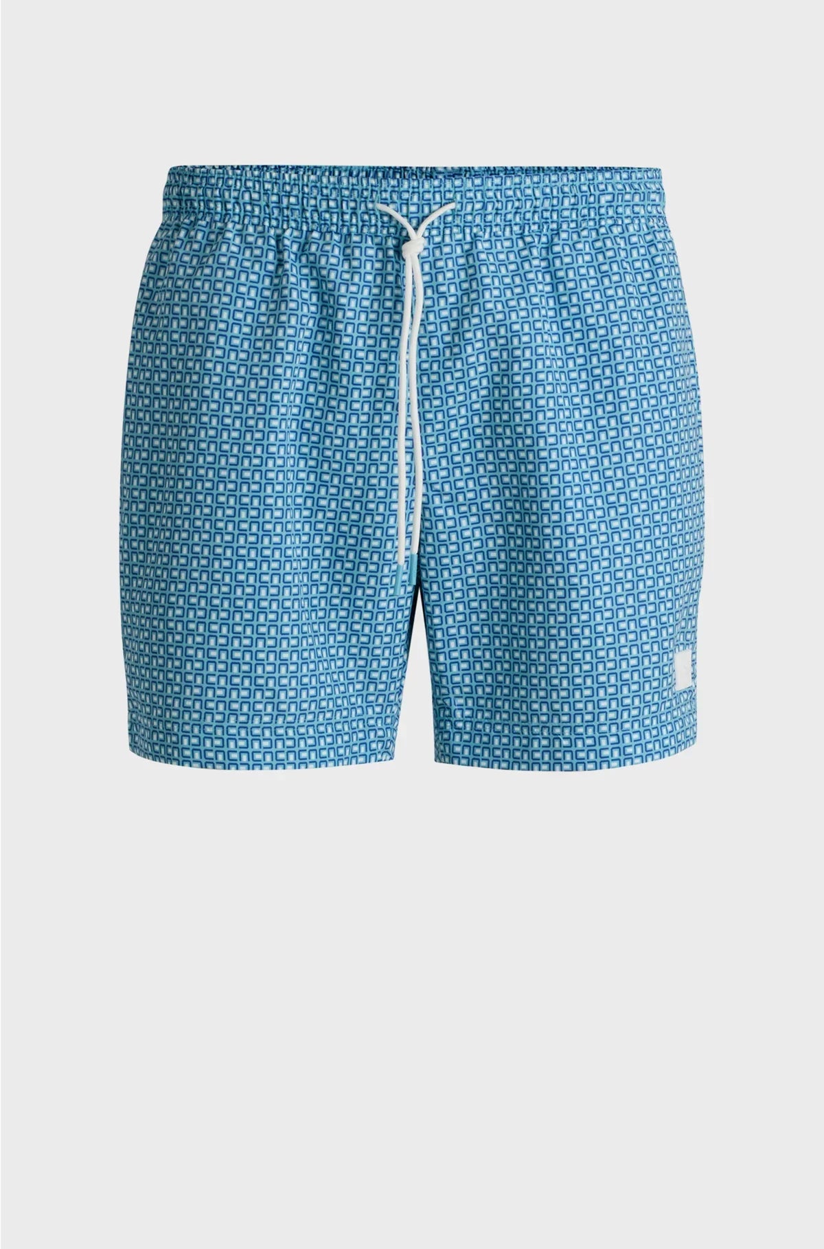 PRINTED SWIM SHORTS WITH LOGO BADGE