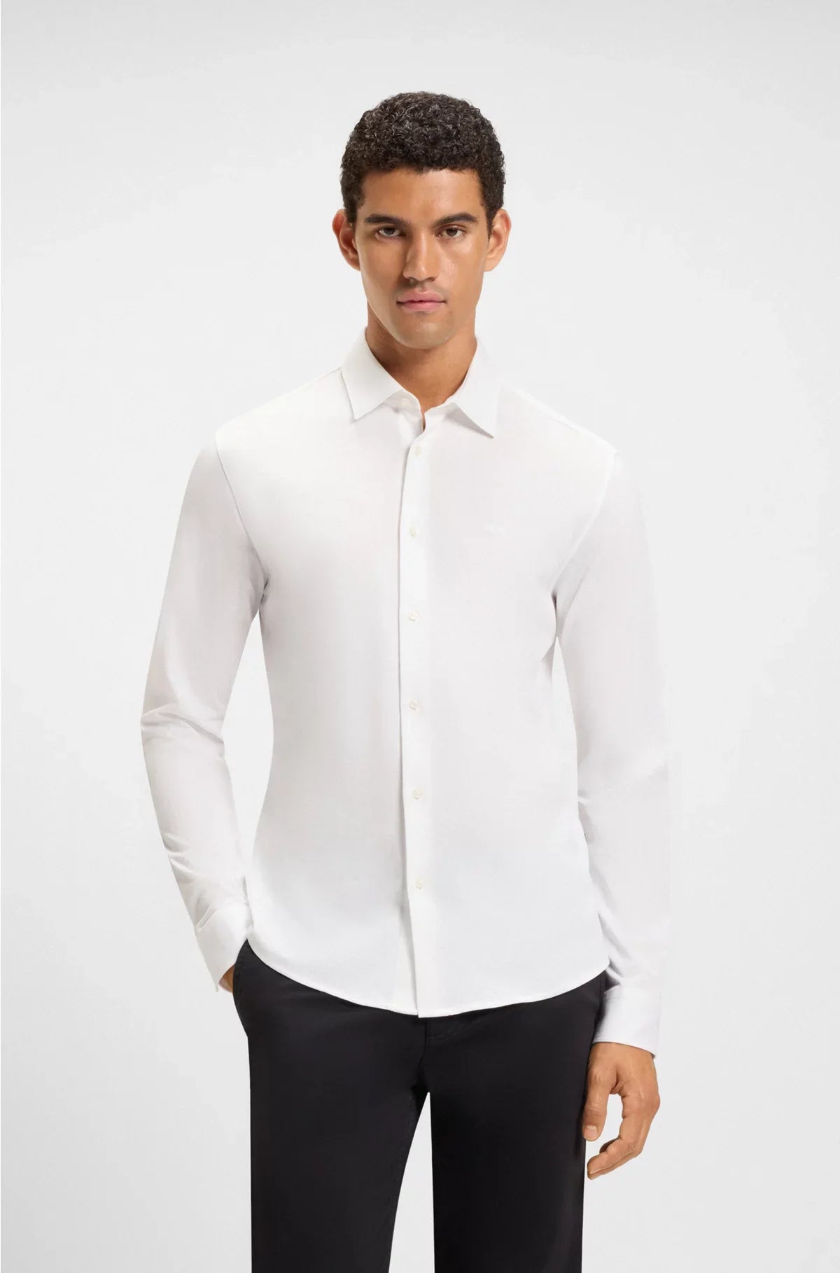 SLIM-FIT SHIRT IN MELANGE COTTON PIQUE