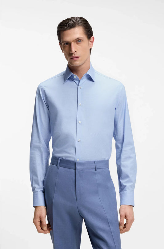 REGULAR-FIT SHIRT IN EASY-IRON PEPITA STRETCH COTTON