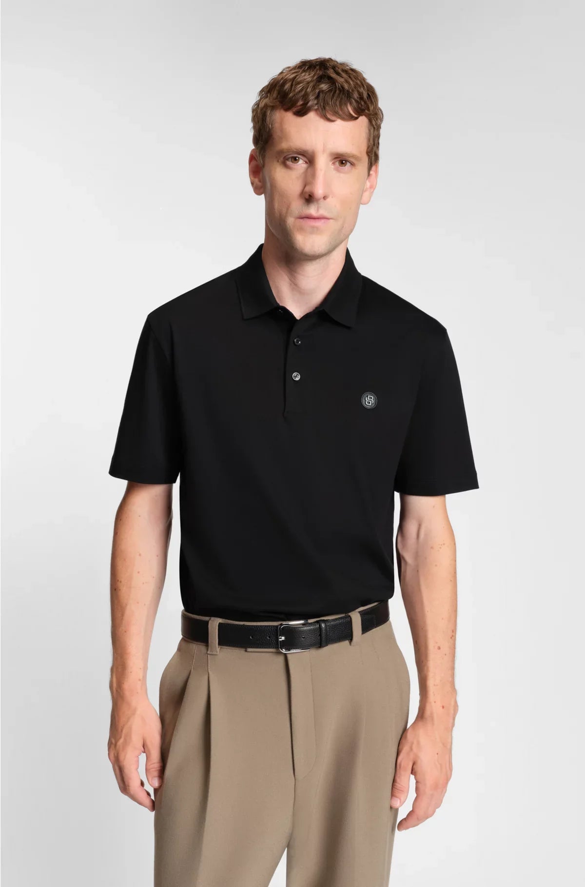 MERCERISED-COTTON POLO SHIRT WITH DOUBLE MONOGRAM