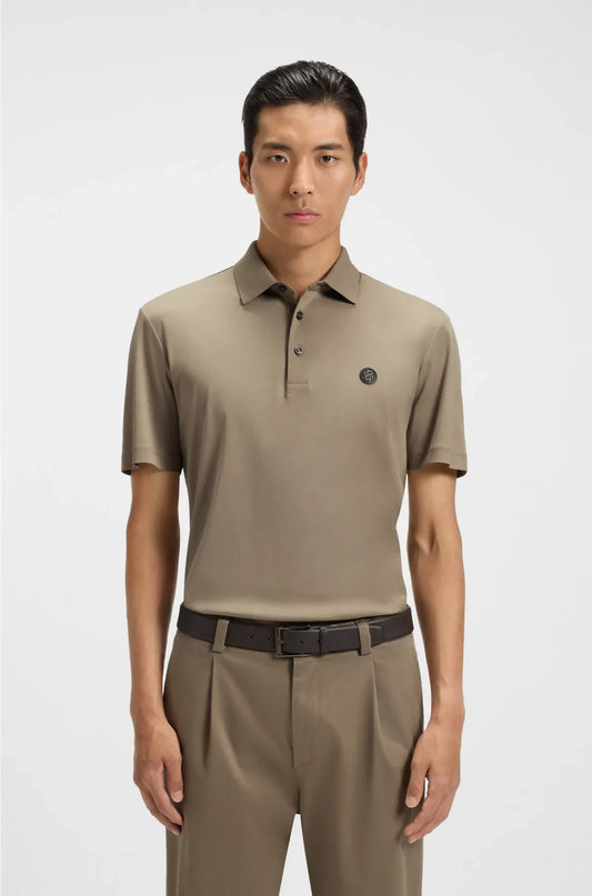 MERCERISED-COTTON POLO SHIRT WITH DOUBLE MONOGRAM