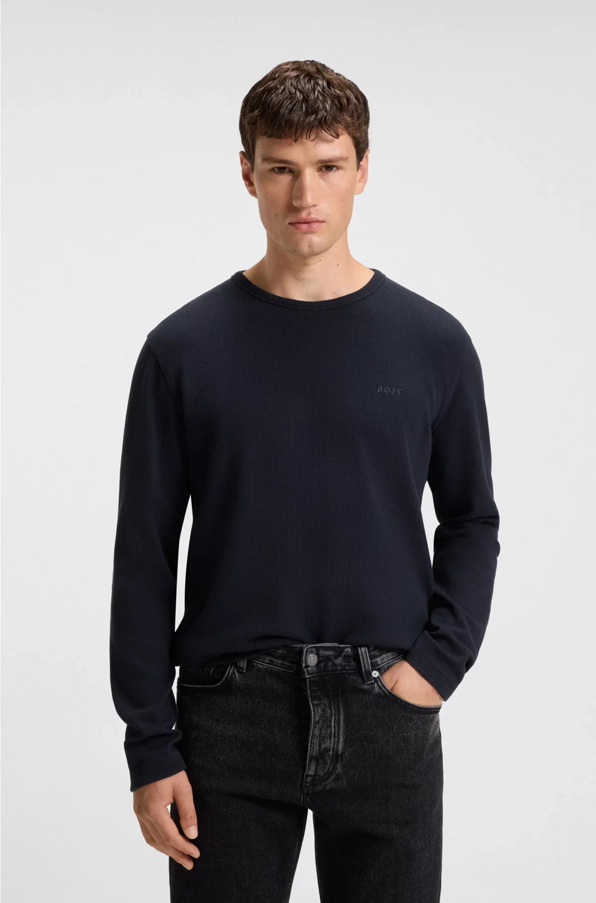 COTTON-BLEND T-SHIRT WITH WAFFLE STRUCTURE