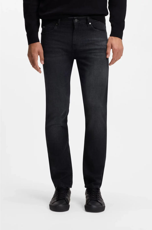 DELAWARE SLIM-FIT JEANS IN BLACK SUPER-SOFT ITALIAN DENIM