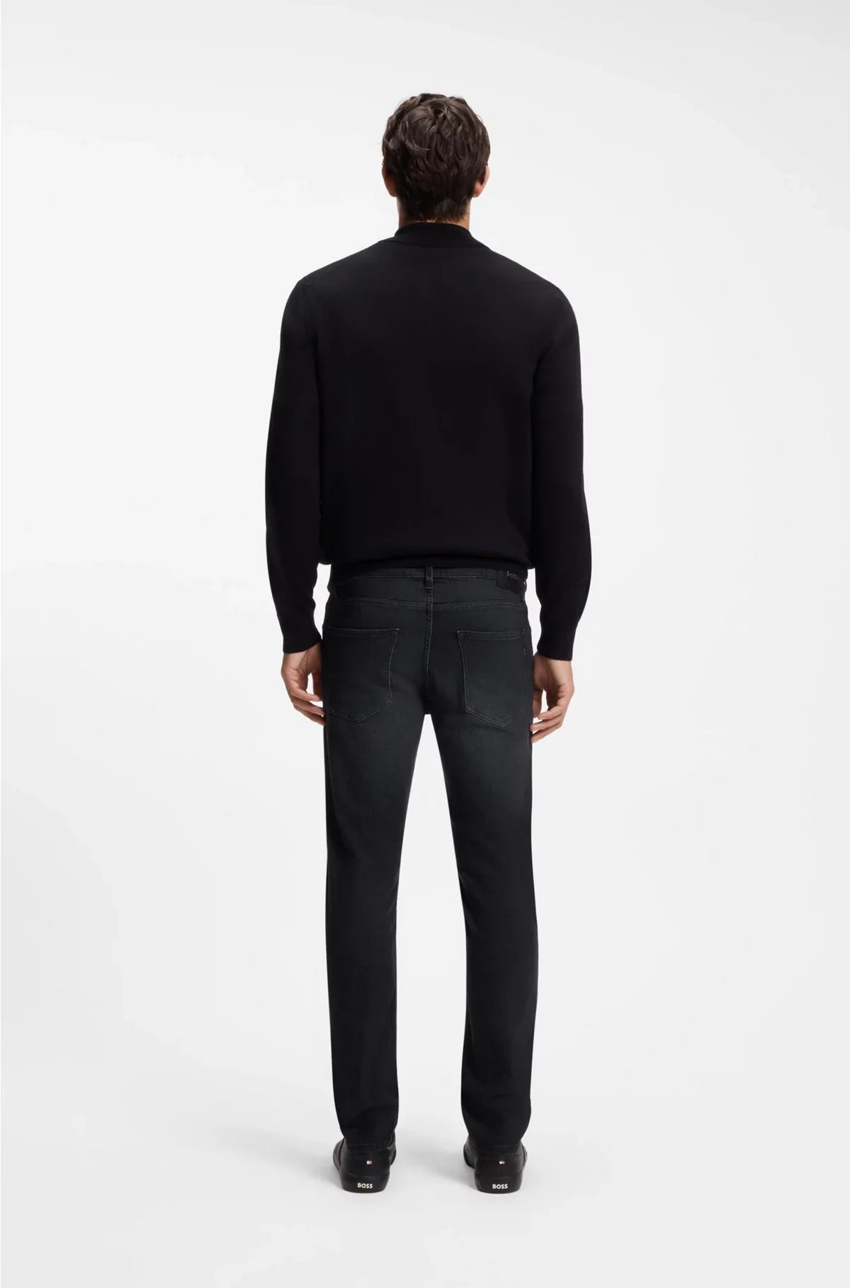 DELAWARE SLIM-FIT JEANS IN BLACK SUPER-SOFT ITALIAN DENIM