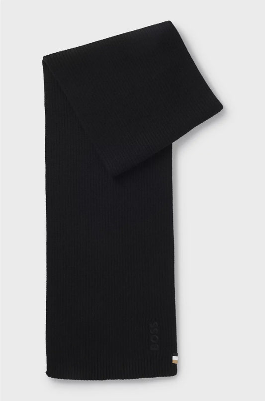 RIBBED SCARF IN A COTTON BLEND WITH LOGO EMBROIDERY