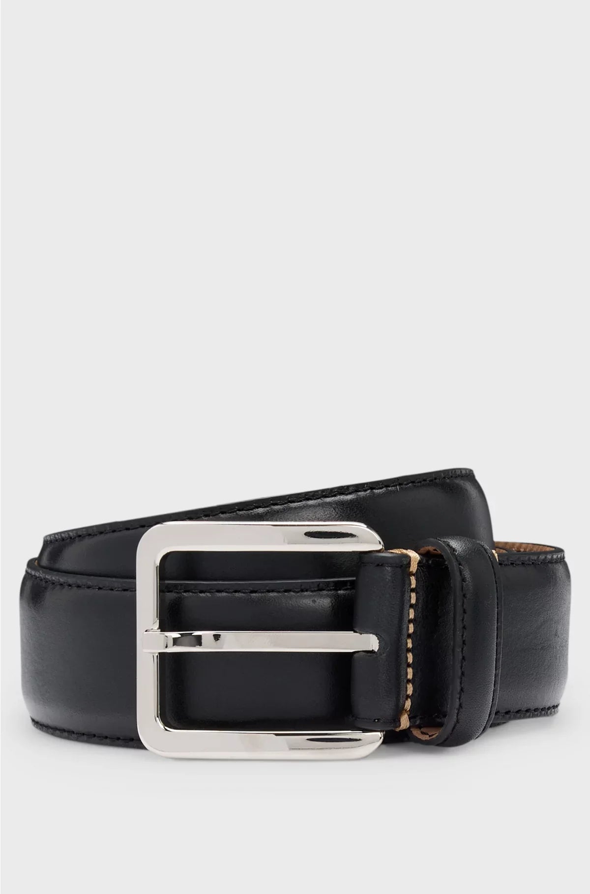 ITALIAN-LEATHER BELT WITH CONTRAST STITCHING
