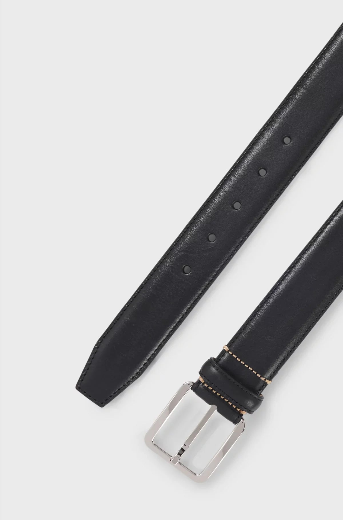 ITALIAN-LEATHER BELT WITH CONTRAST STITCHING