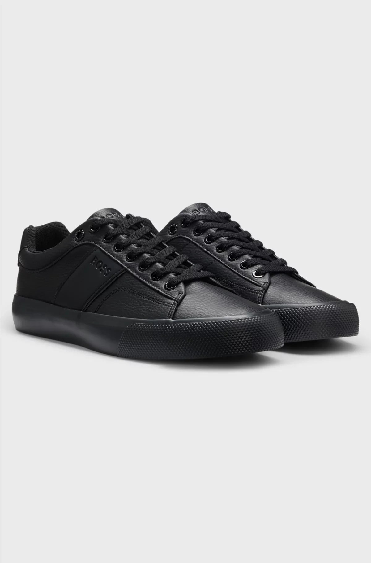 FAUX-LEATHER TRAINERS WITH PLAIN AND GRAINED TEXTURES