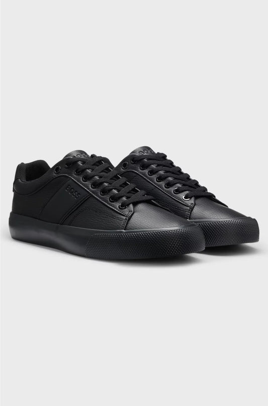 SNEAKERS IN SIMILPELLE CON TEXTURE LISCIA E GRANA