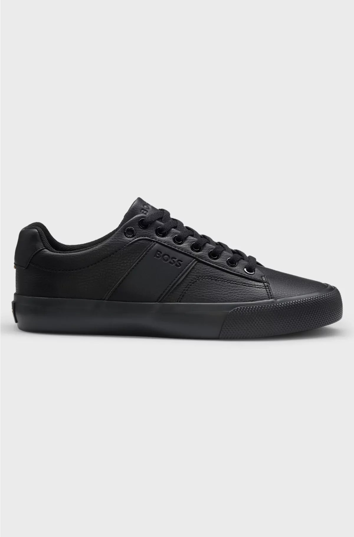 FAUX-LEATHER TRAINERS WITH PLAIN AND GRAINED TEXTURES