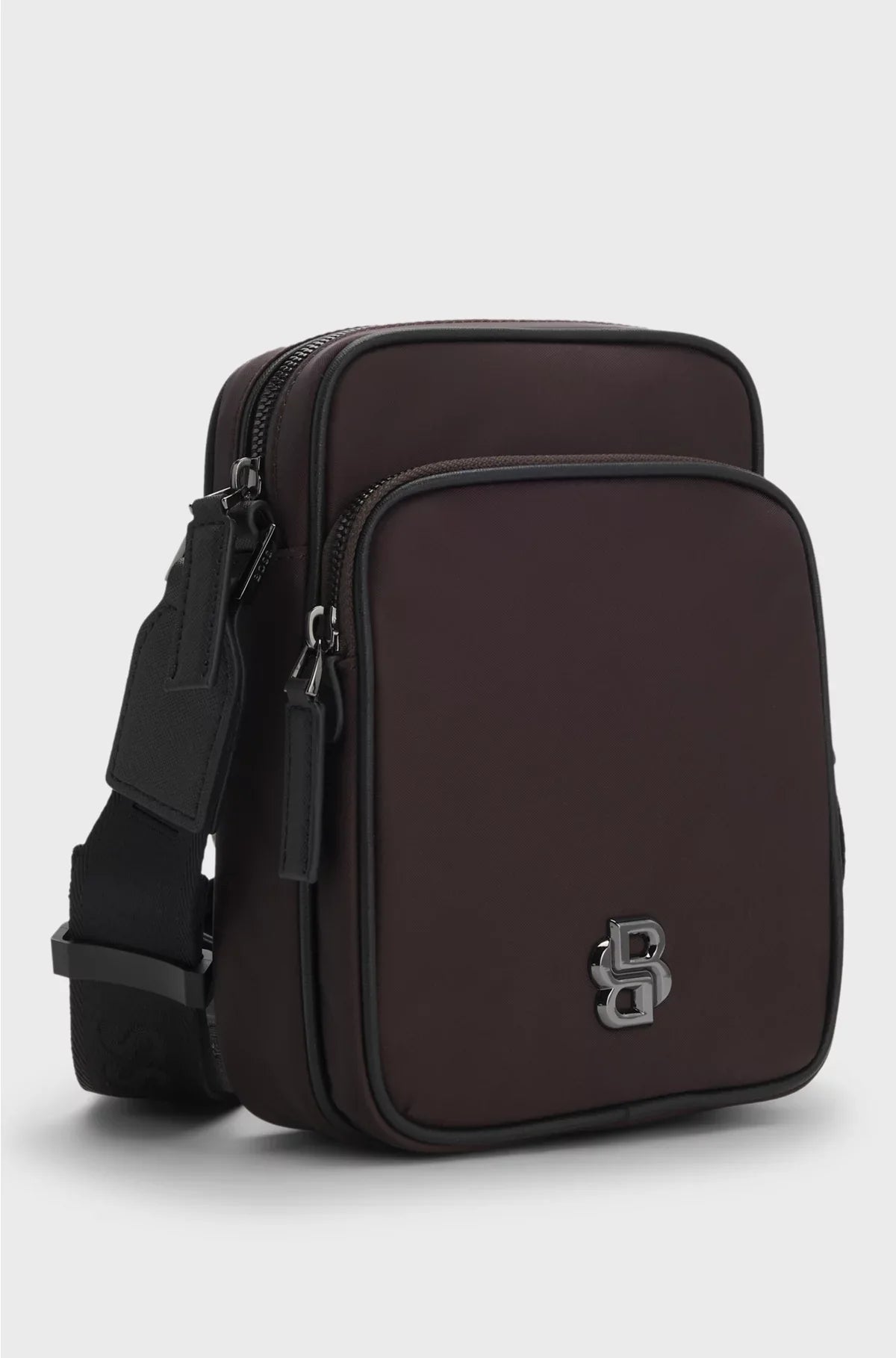 TWILL REPORTER BAG WITH DOUBLE B MONOGRAM